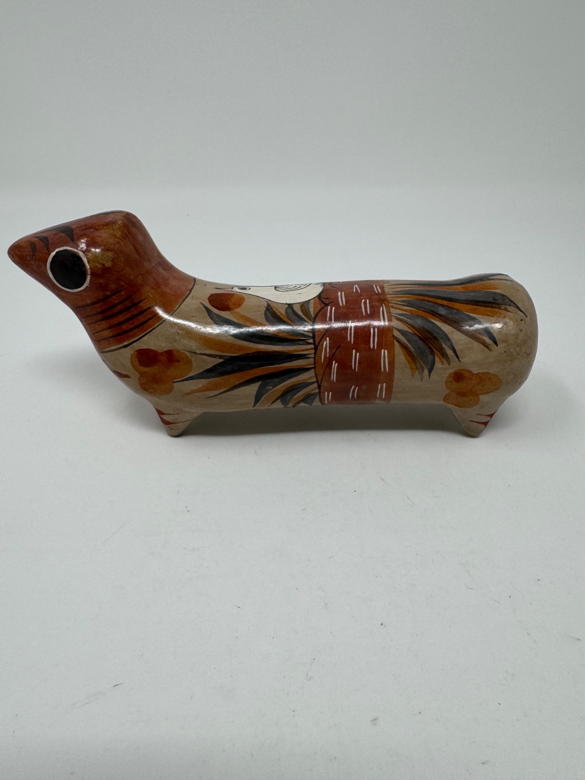 VINTAGE RARE TONALA BURNISHED POTTERY DOG FIGURINE OLD MEXICAN FOLK ART