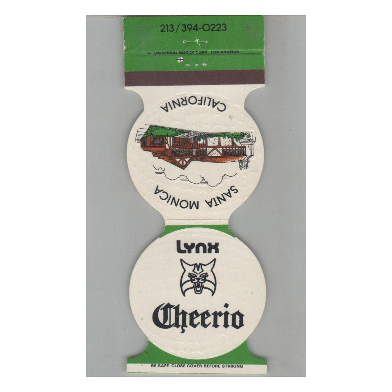 Matchbook Cover Lynx Cheerio Restaurant Santa Monica CA