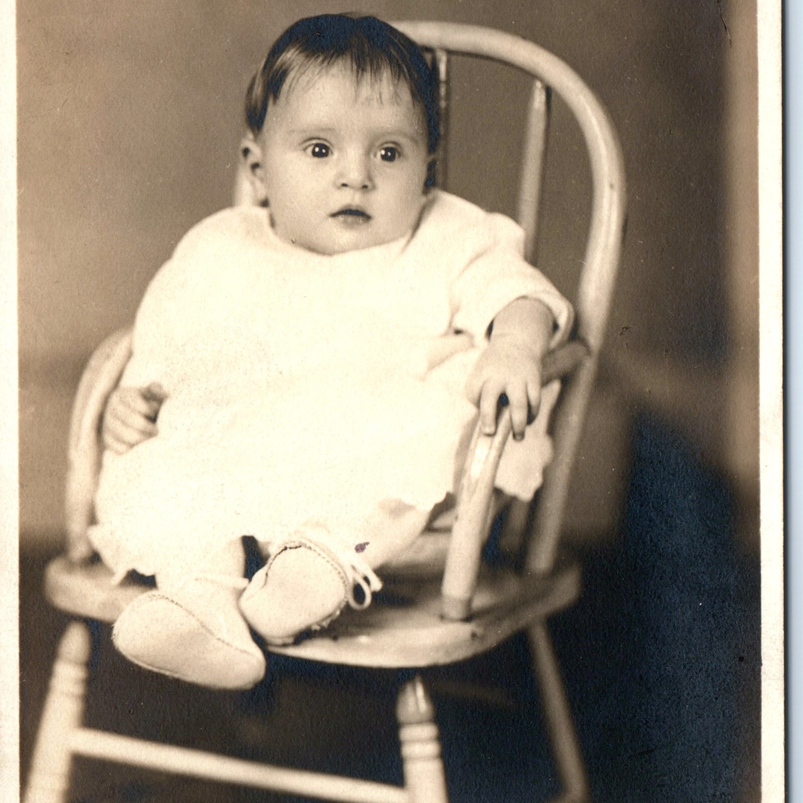 c1910s Newark, OH Cute Baby in Chair RPPC Real Photo Postcard Mueller Studio c1910s Newark, OH Cute Baby in Chair RPPC Real Photo Postcard Mueller Studio