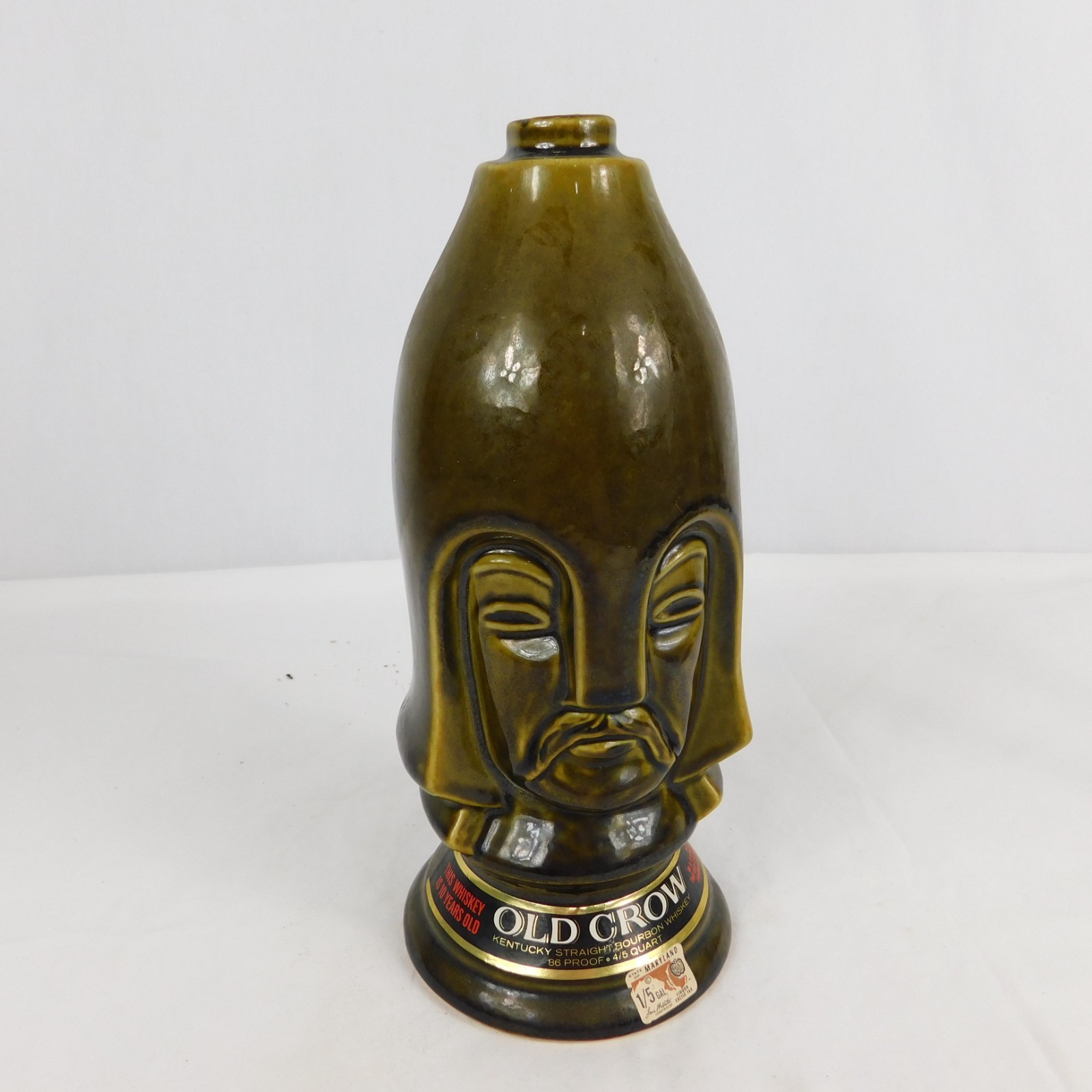 VTG 60s Old Crow Chessmen Decanter Chess Piece Dark Pawn Empty Décor No Stopper