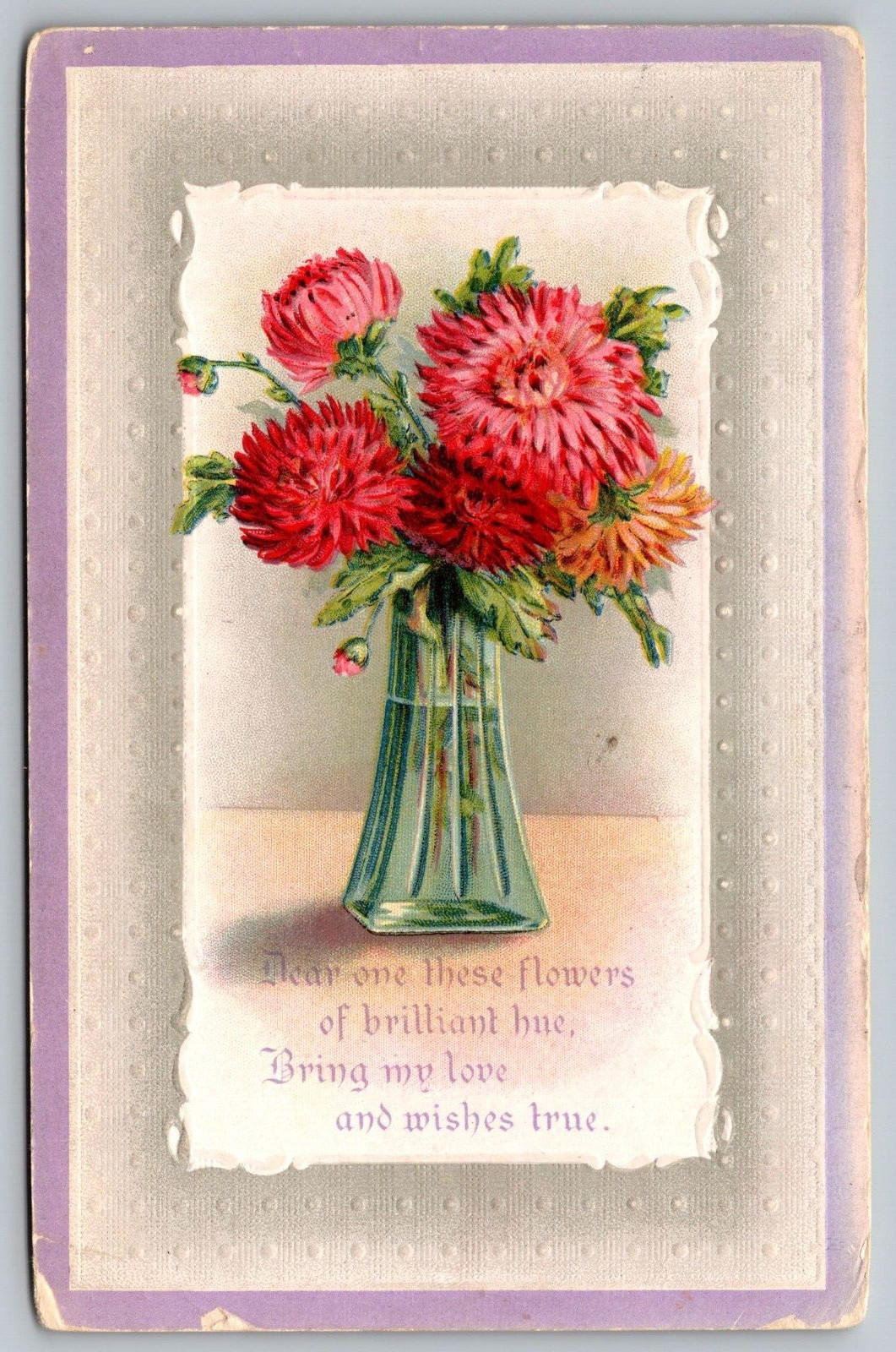 Postcard Greetings Dear One With Flowers And Kind Words VTG c1914   I5