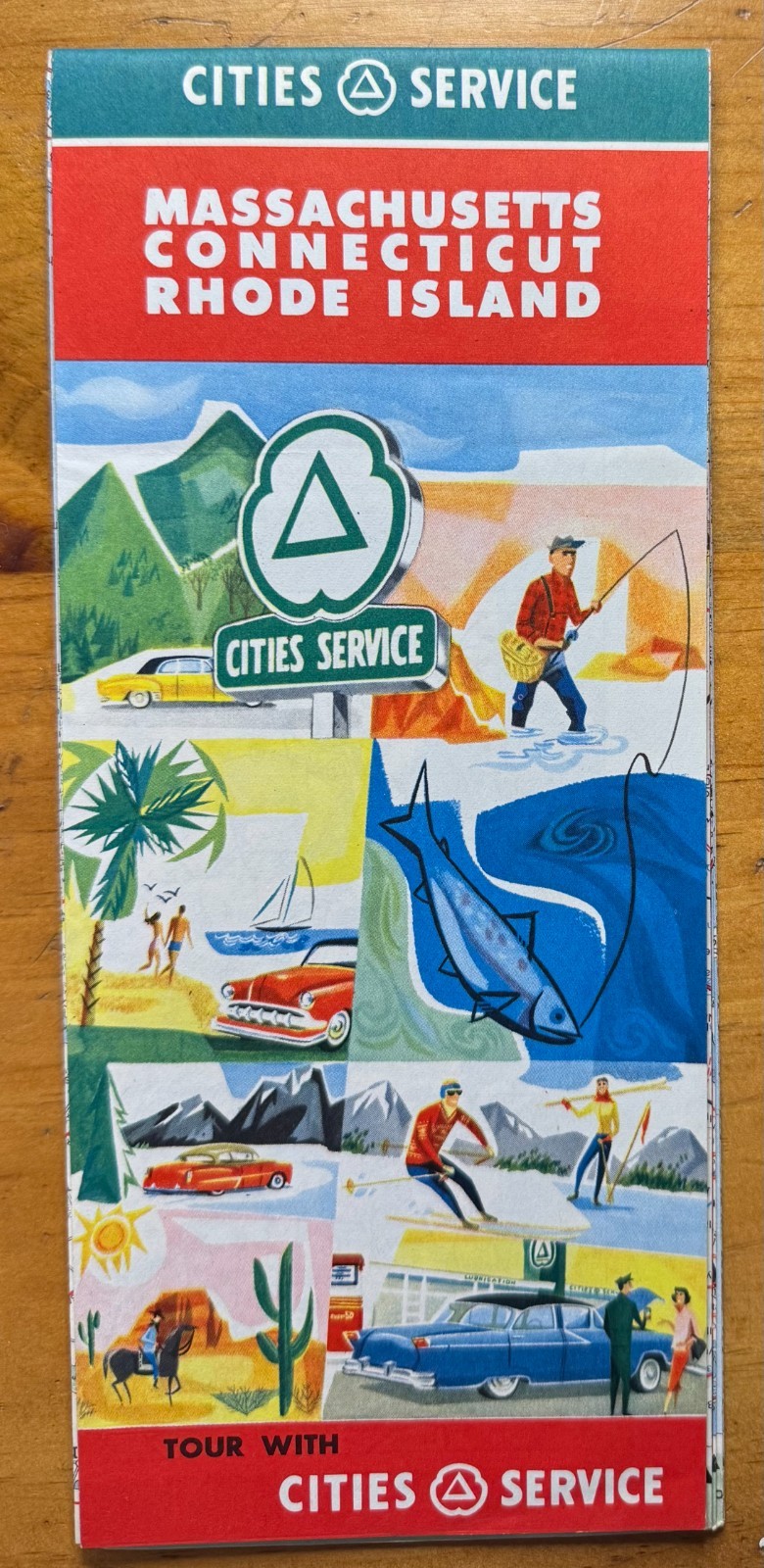 Cities Services Vintage Road Map - Pacific Coast States - 1957 US Highway Travel