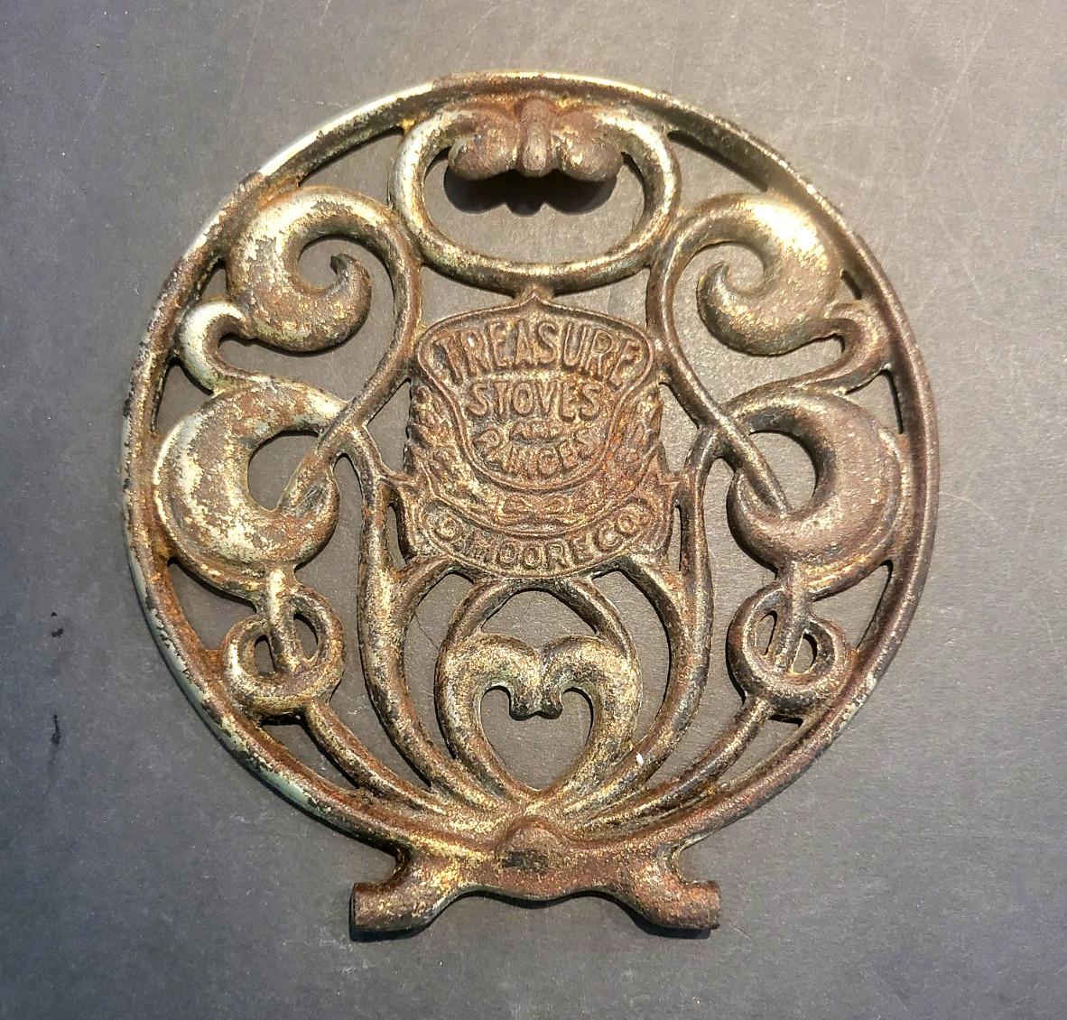 1890s Cast Iron Badge Plate, Treasure Stoves & Ranges , Moore Co. Ontario- RARE