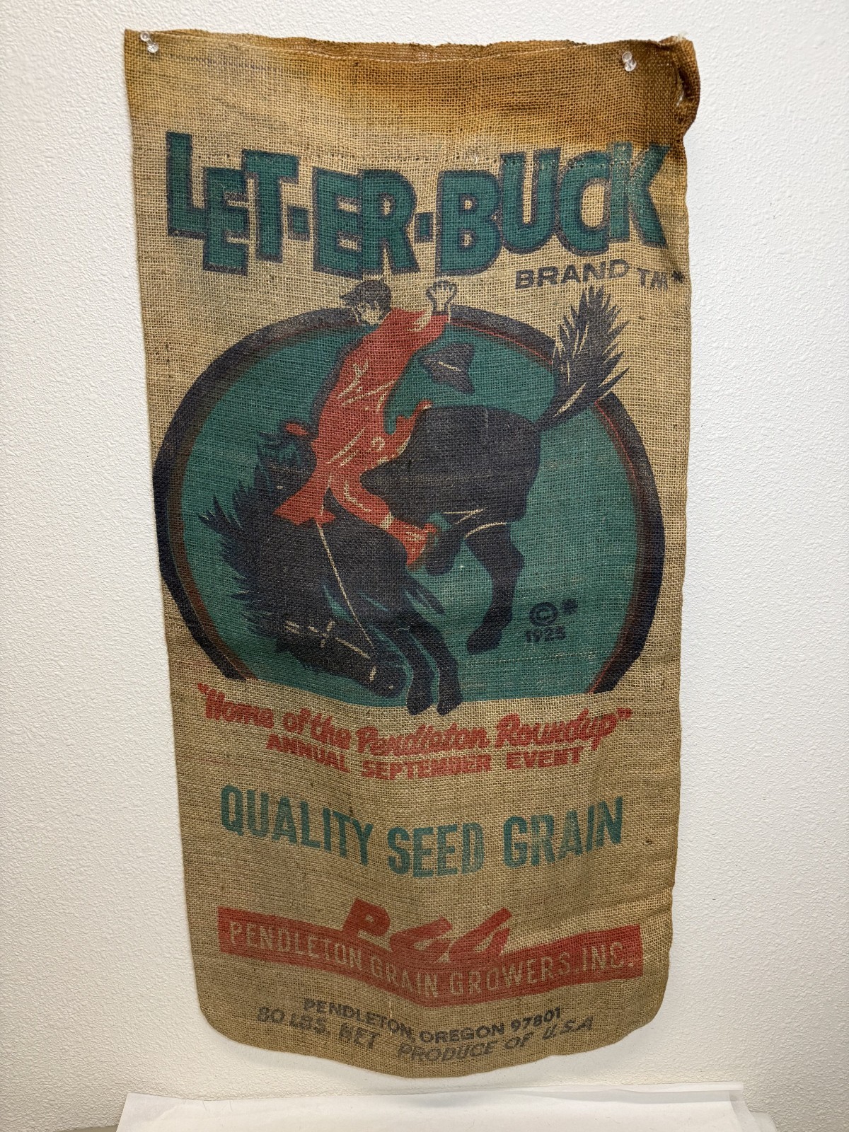 Vintage Burlap Seed Bag Pendleton Round-Up PGG  \