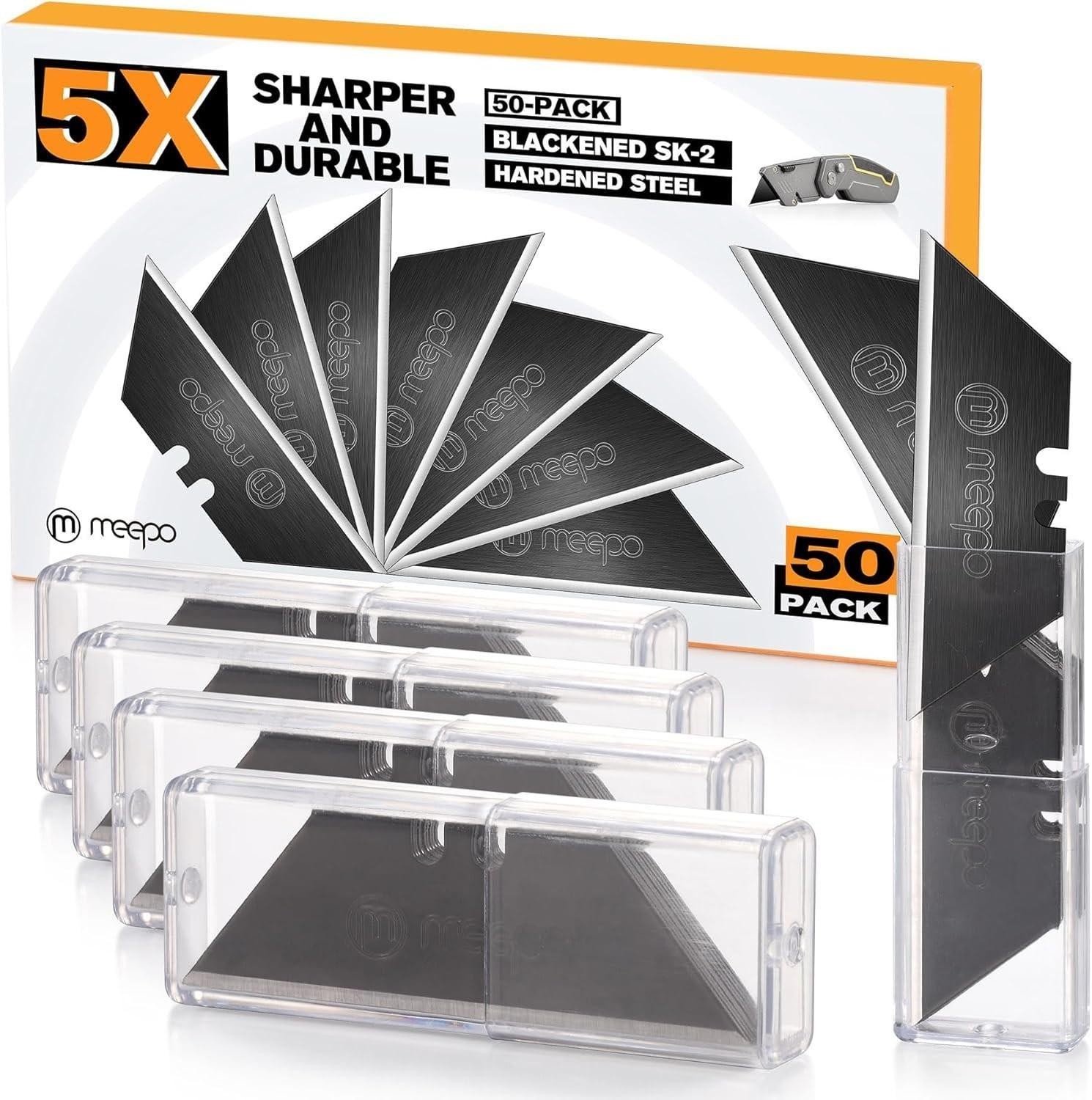 50-pack Utility Knife Blades, Blackened Sk-2 Razor Blades for Box Cutter Utility 50-pack Utility Knife Blades, Blackened Sk-2 Razor Blades for Box Cutter Utility