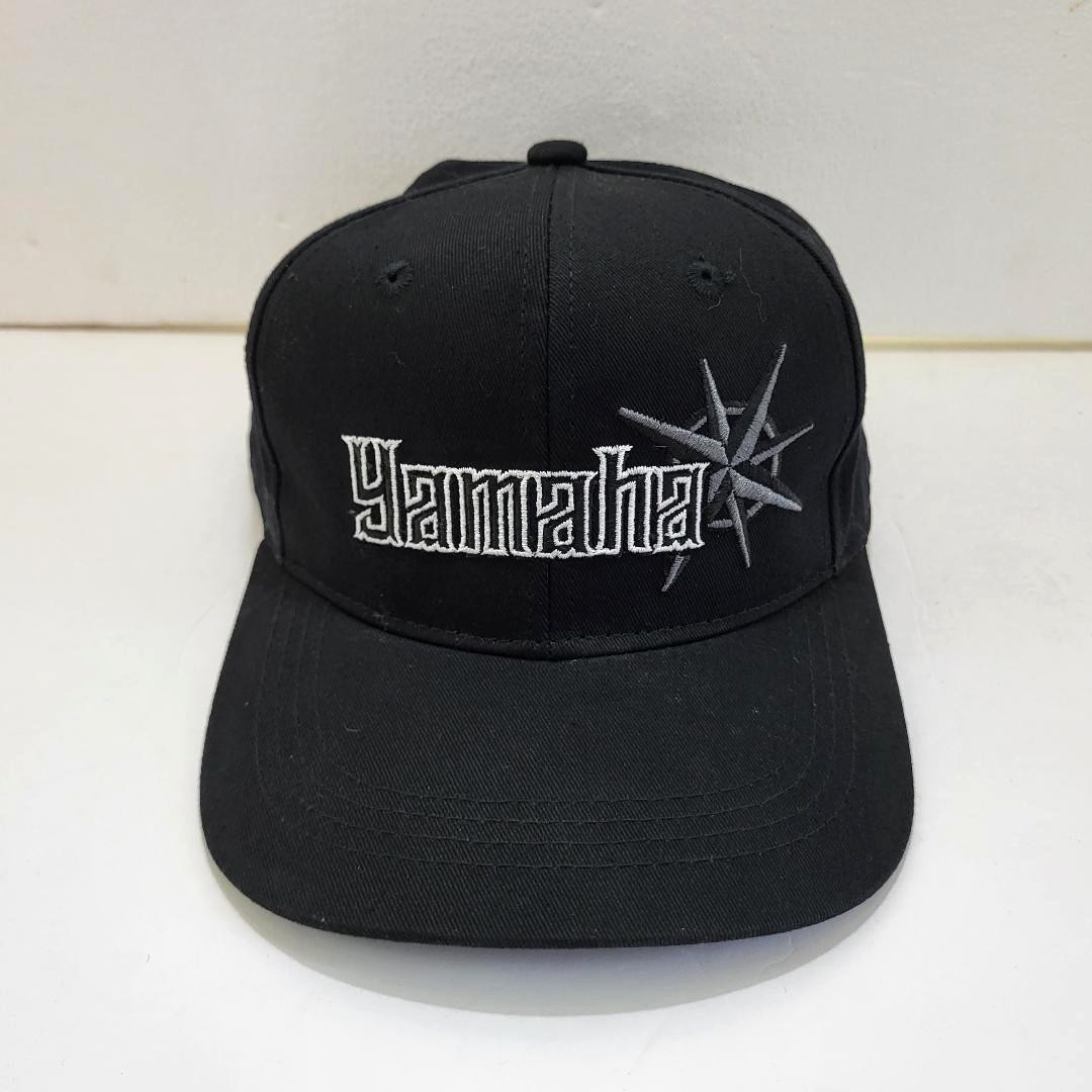 Yamaha Black Cap Hat Adjustable Snapback 100% Cotton Compass Dial Logo Patch