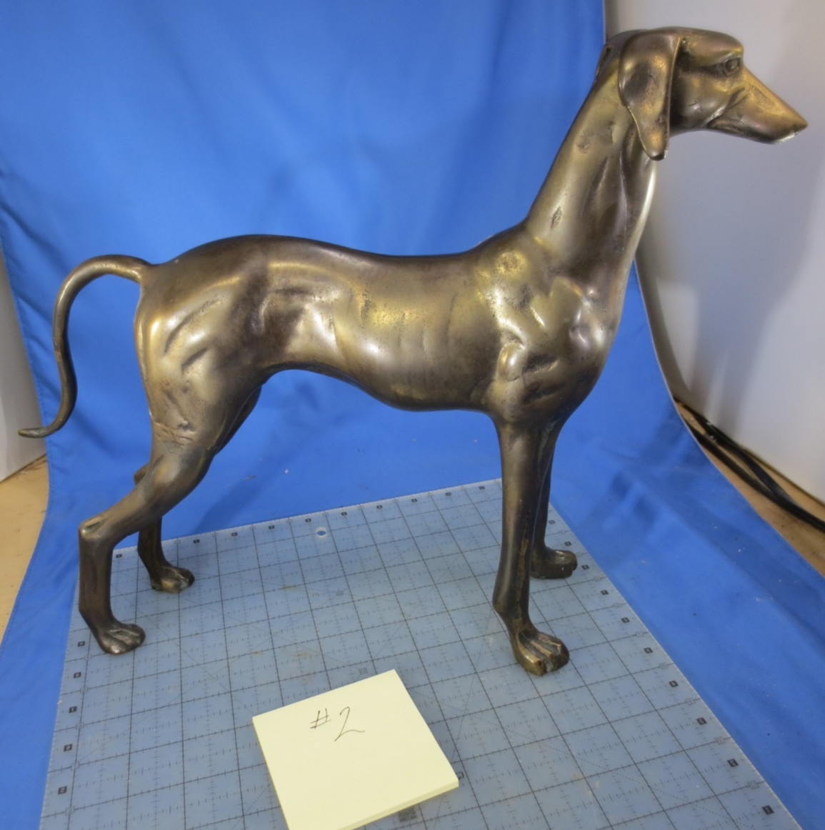 Bronze Whippet Greyhound Dog Metal Art Sculpture Figurine Vintage 12 inch 