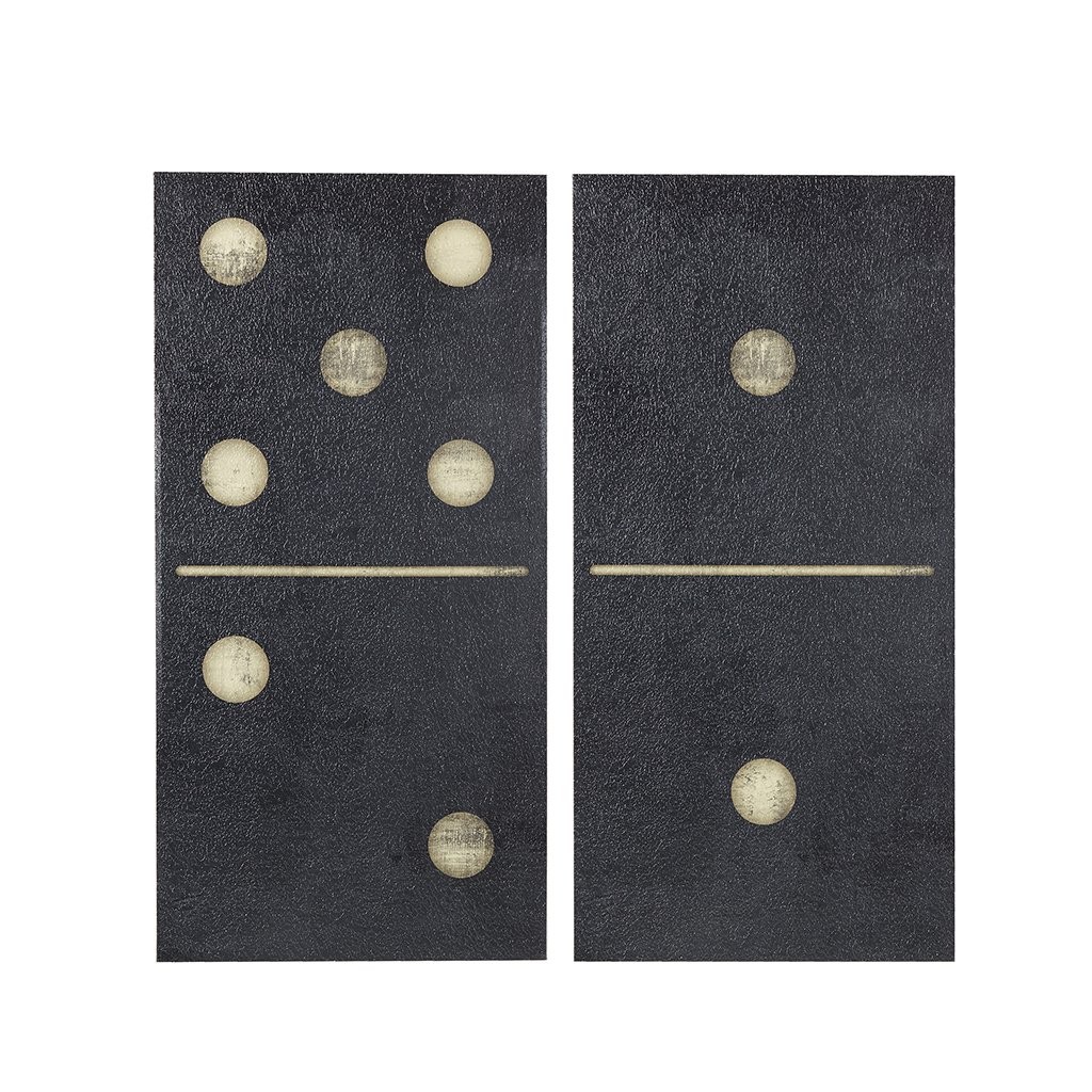 Ink+Ivy Black Domino Wall Art 2 Pieces Gel Coated Canvas Black/White 18x36x1.5\