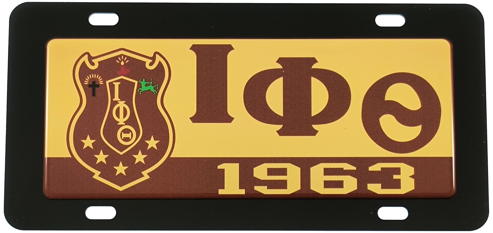 Iota Phi Theta Domed Crest Tag License Plate [Black - Car/Truck]