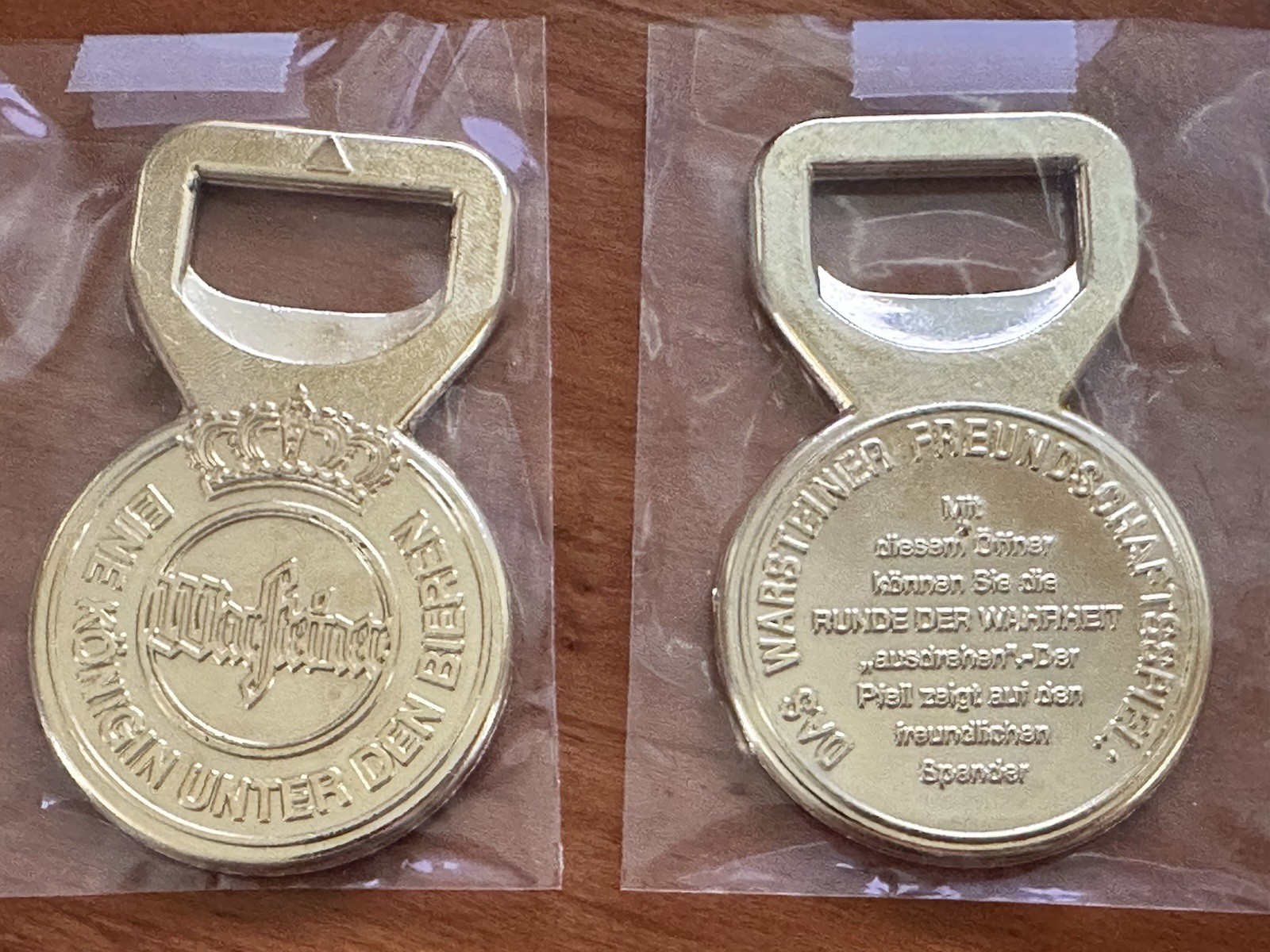 TWO Vintage Warsteiner Beer Bottle Openers German Gold Tone Heavy Germany NOS TWO Vintage Warsteiner Beer Bottle Openers German Gold Tone Heavy Germany NOS