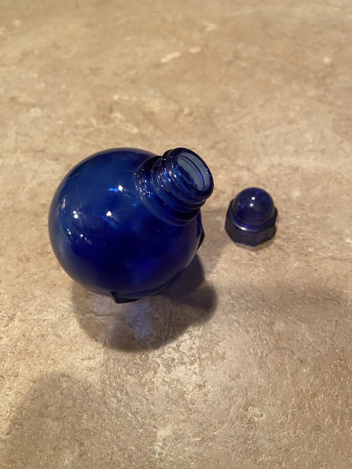Vintage Hazel Atlas Cobalt Blue Apothecary Bottle Lid Is Not Original