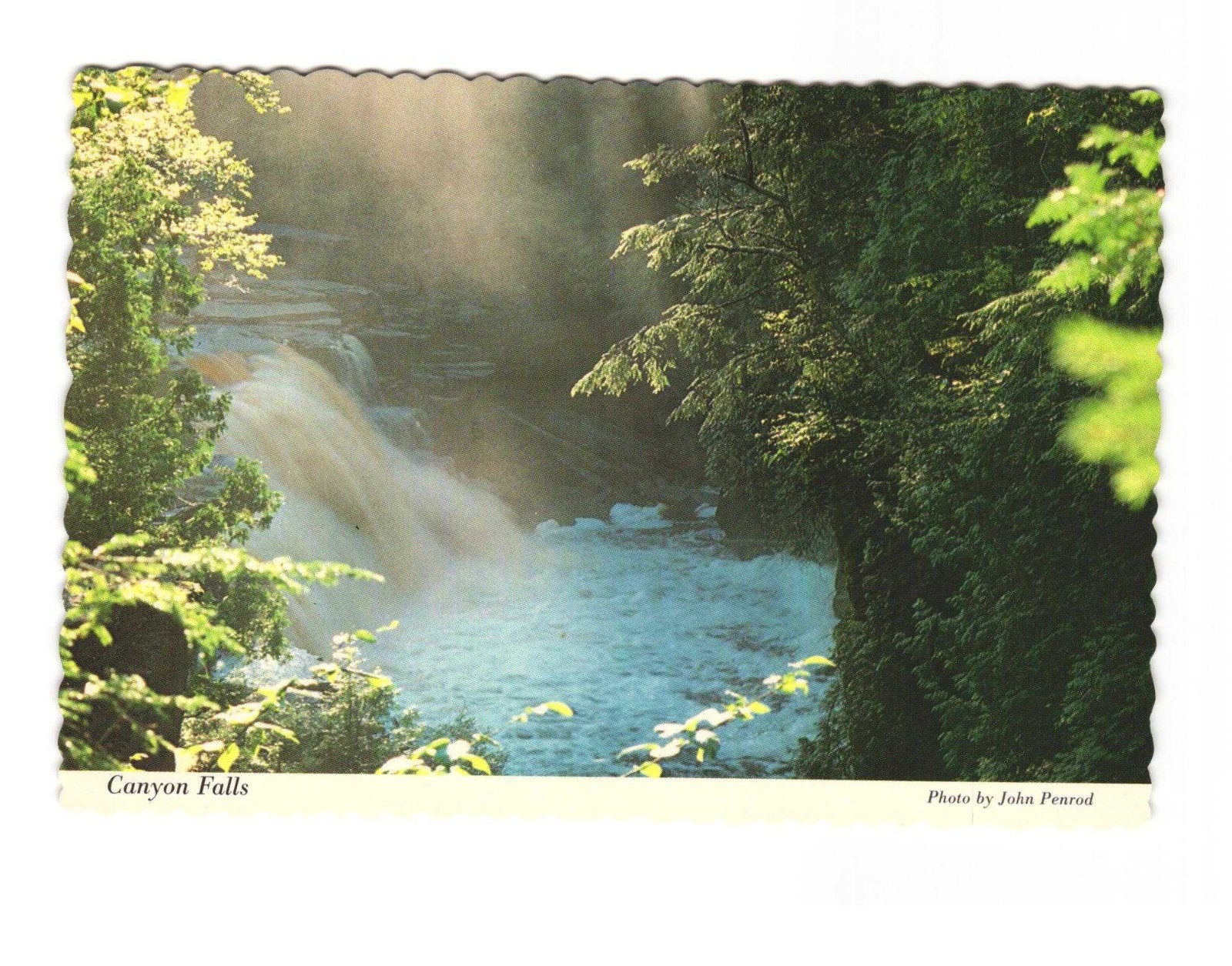 Canyon Falls located along US 41 south of L Anse Baraga County Michigan postcard