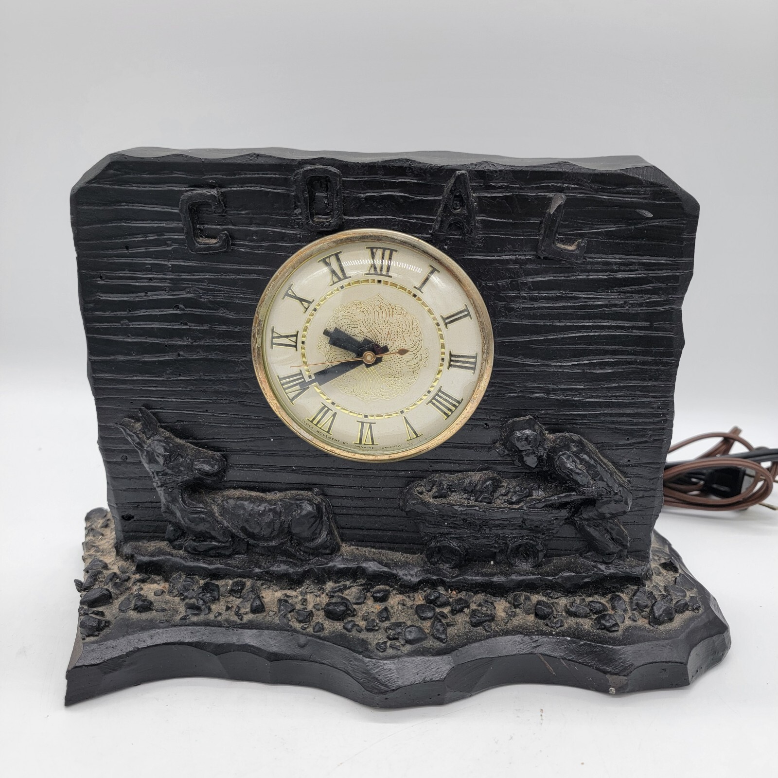Vintage JGK Specialties Coal Miner Clock Lanshire Movement Electric