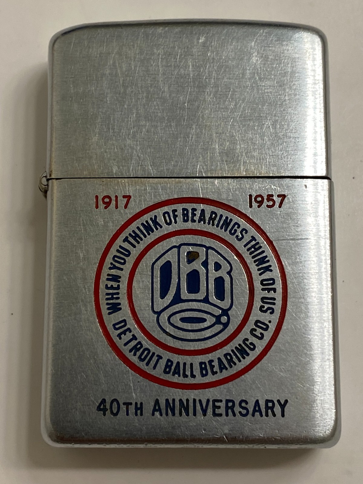 Vintage 1958 Detroit Ball Bearing Co. 40th Anniversary Zippo Lighter 2517191