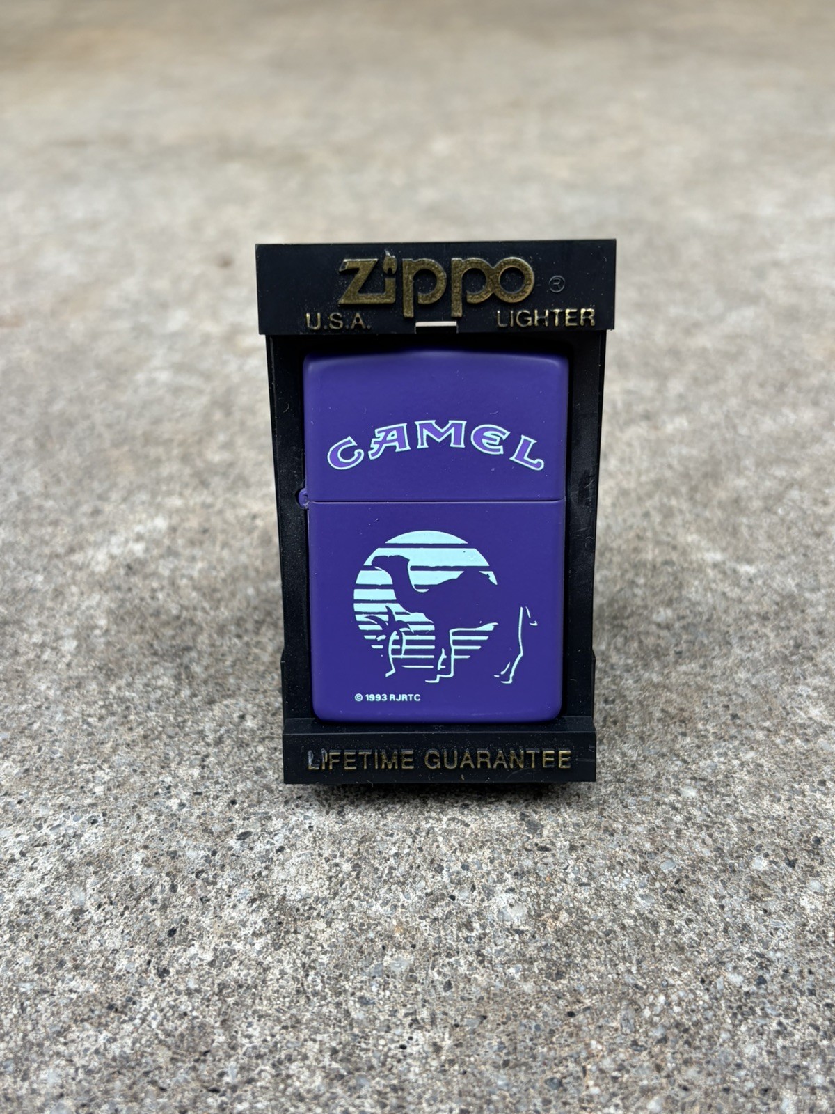 Vintage 1994 Zippo Camel Lighter Purple Matte Joe Camel Sunset New In Box