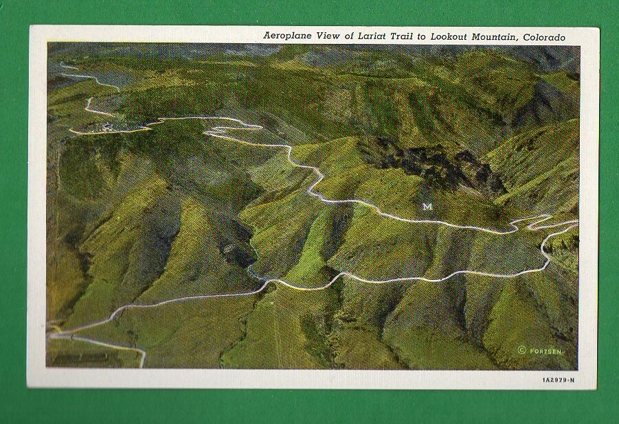 AEROPLANE VIEW OF LARIAT TRAIL TO LOOKOUT MOUNTAIN, COLORADO POSTCARD 83