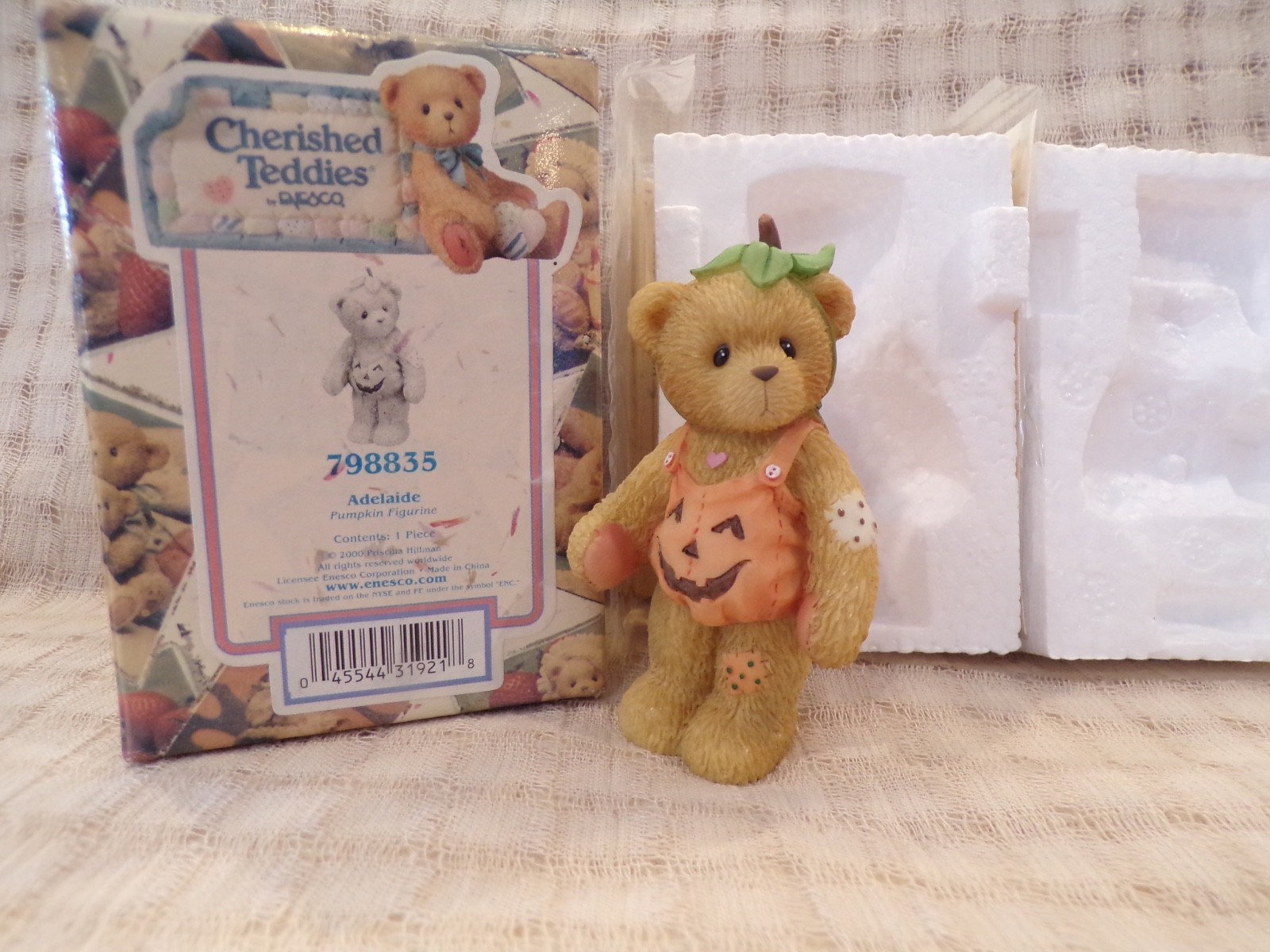 NIB 2000 Cherished Teddies Adelaide Pumpkin Halloween Bear Figurine #798835
