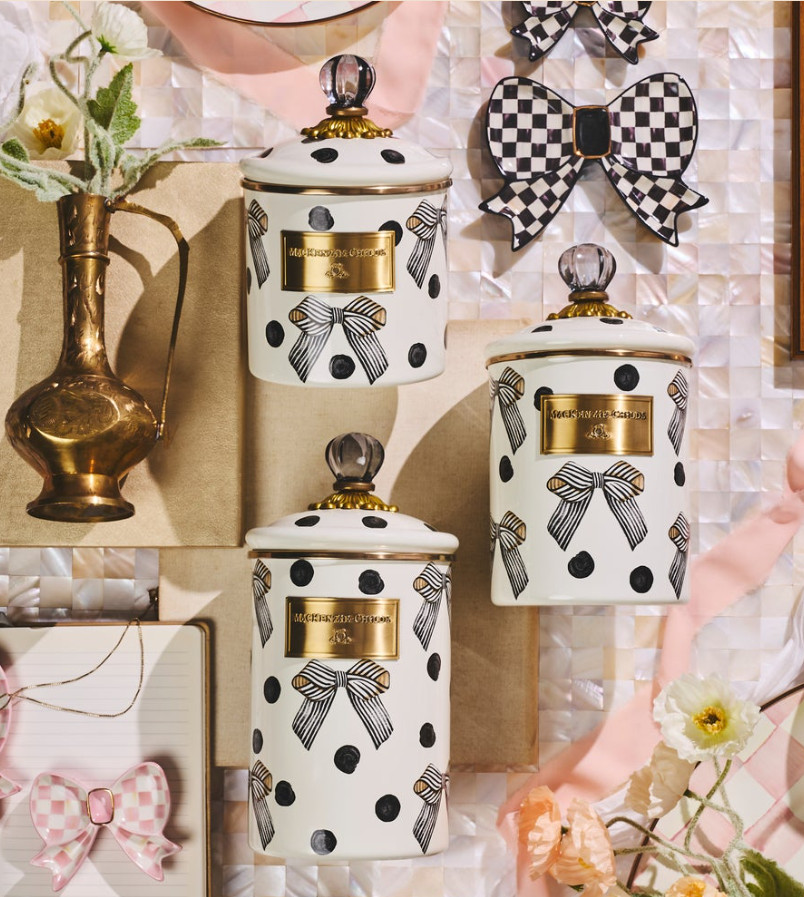 Mackenzie Childs Pretty as a Bow Canister, Large Mackenzie Childs Pretty as a Bow Canister, Large