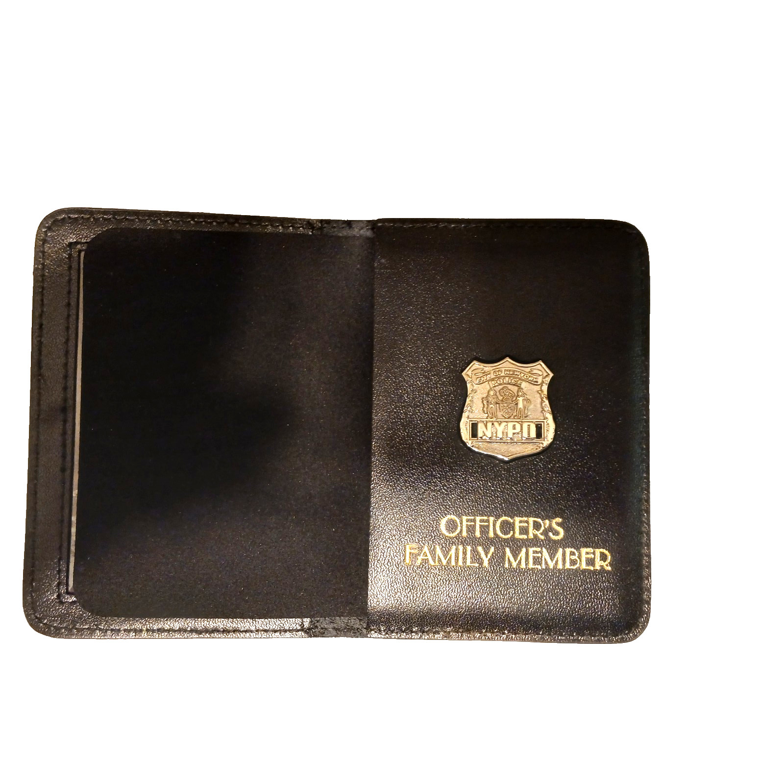 NYC Police Officer\'s NYPD Family Member Pin Mini Badge ID Wallet Gold Foil