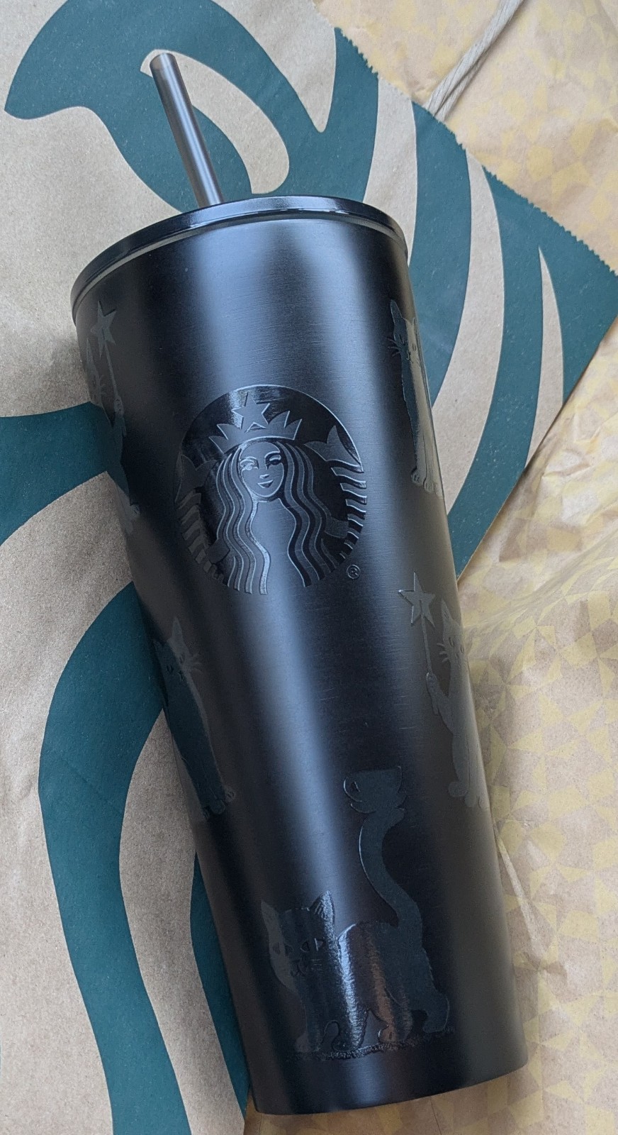 Starbucks 2026 Black Cat Glow In The Dark Stainless Steel Cold Cup Halloween