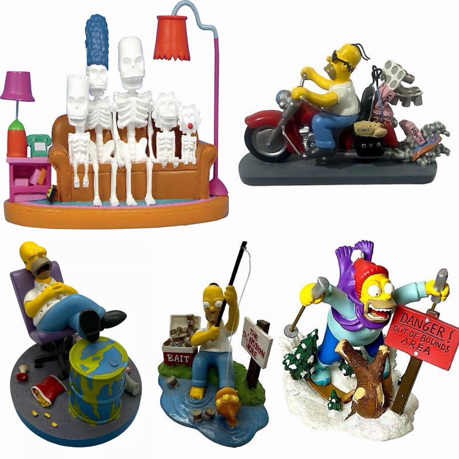 NEW The Simpsons Hamilton 5 Figures Lot Homer Asleep Couch Skeleton Rebel Donut