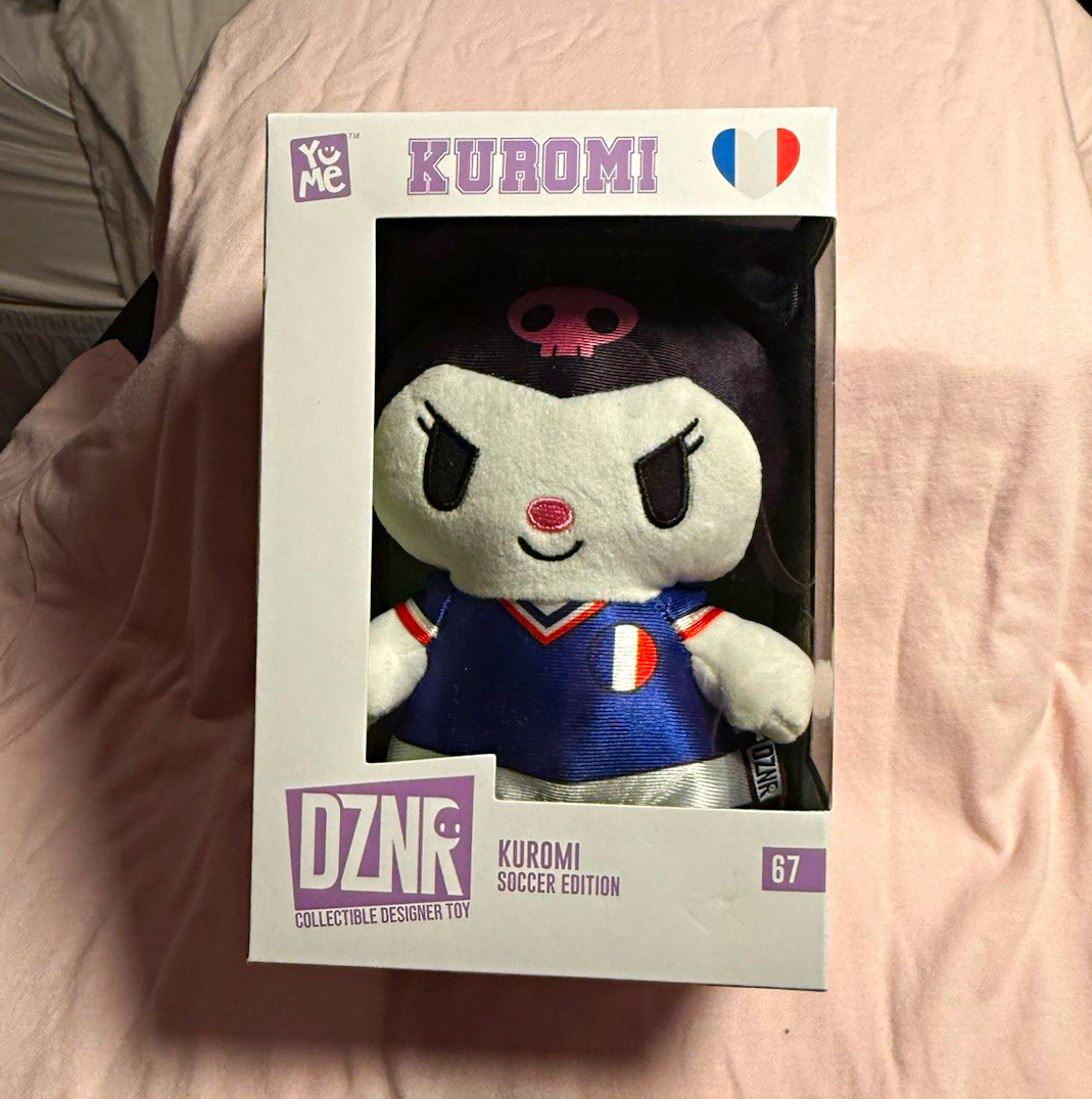 YuMe Kuromi Sanrio Soccer Edition Boxed Plush Figure 6 in White/Black/Blue