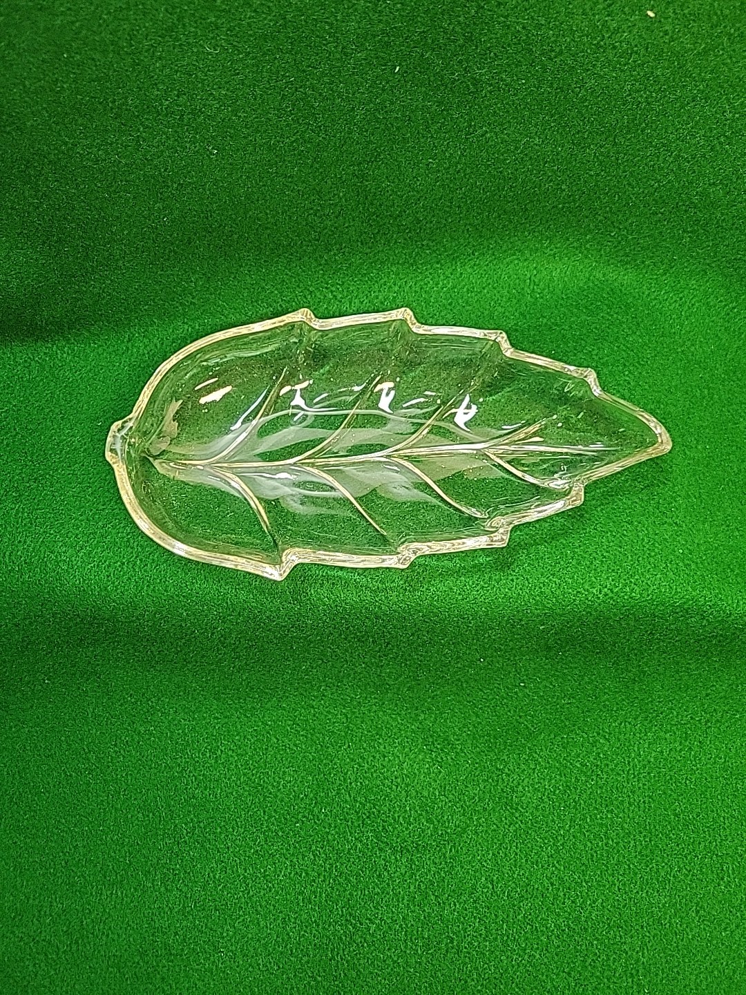 Hazel Atlas Clear Lead Crystal Gold Trimmed Candy Trinket Dish