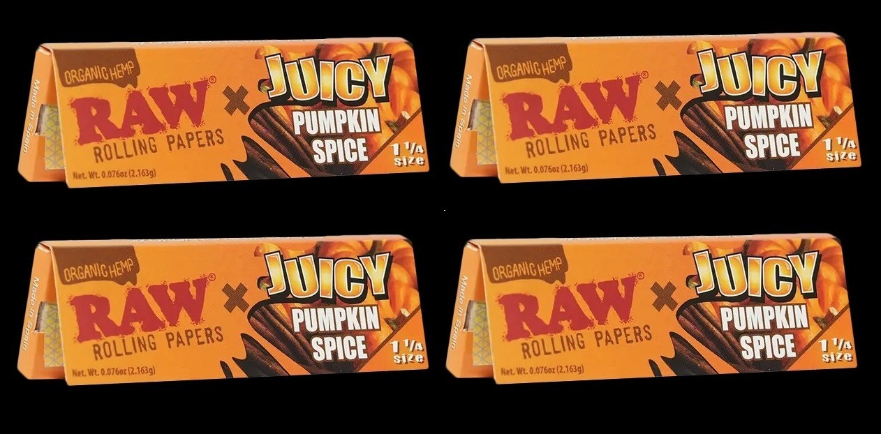 RAW x Juicy Jay’s Pumpkin Spice Flavored Hemp Rolling Papers – 1 1/4 (4 Packs)