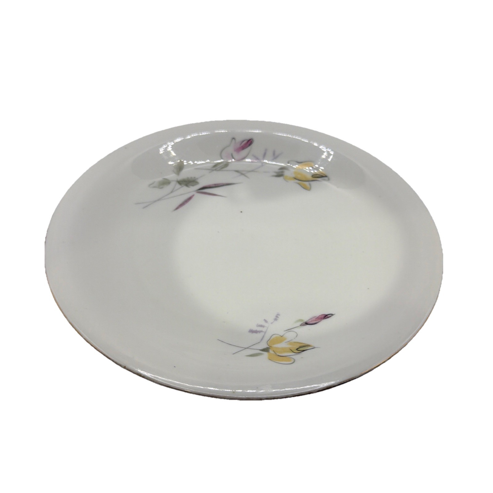 Vintage Chodziez Stamped Set Of 2 Handpainted Floral Plates Made in Poland Gold