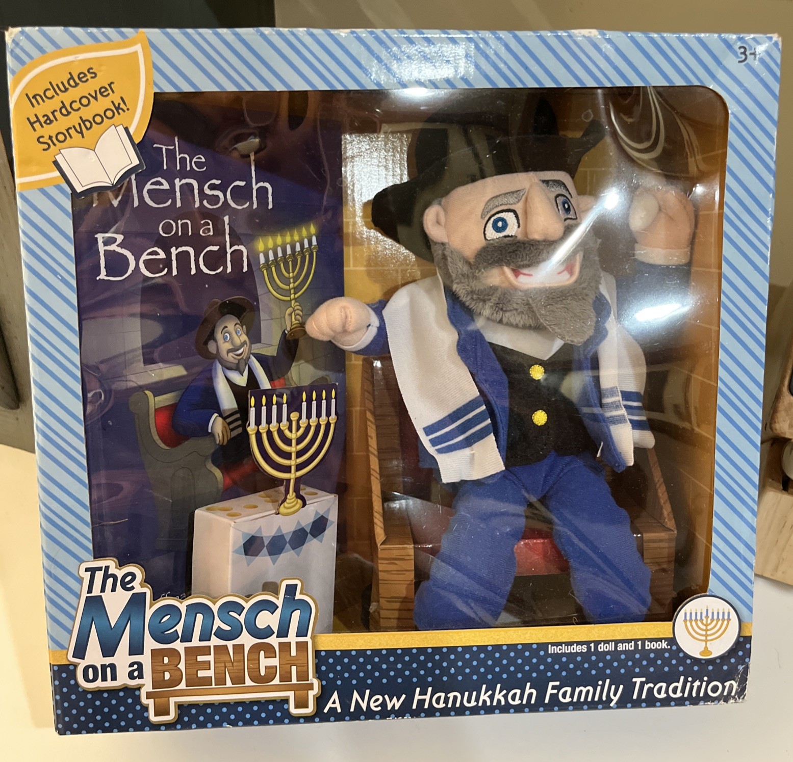 The Mensch on a Bench Hanukkah Doll And Book Inspired By Elf On A Shelf NEW