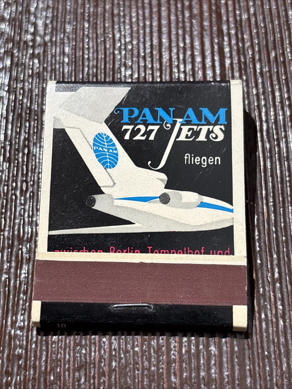 Vintage Pan Am Airlines Matchbook Boeing 727 Jets Internal German Service Berlin