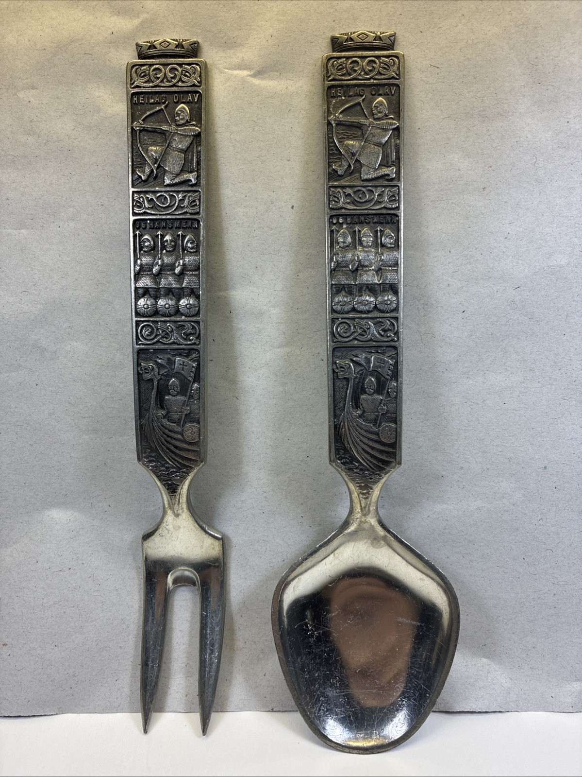 Vintage Konge Tinn Royal Pewter Salad Serving Set Vintage Konge Tinn Royal Pewter Salad Serving Set