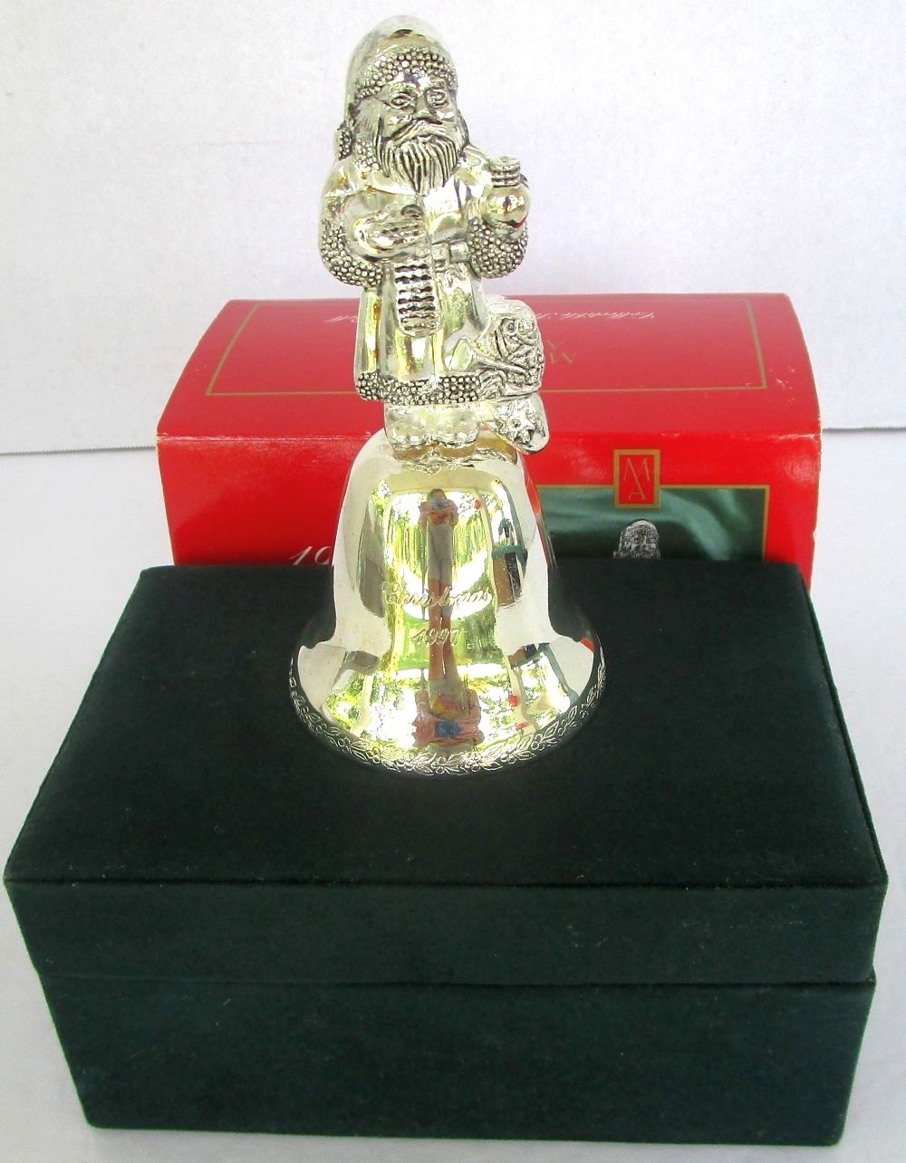 1997 Madison Avenue Collectible Silverplate Santa Bell EUC In Original Box