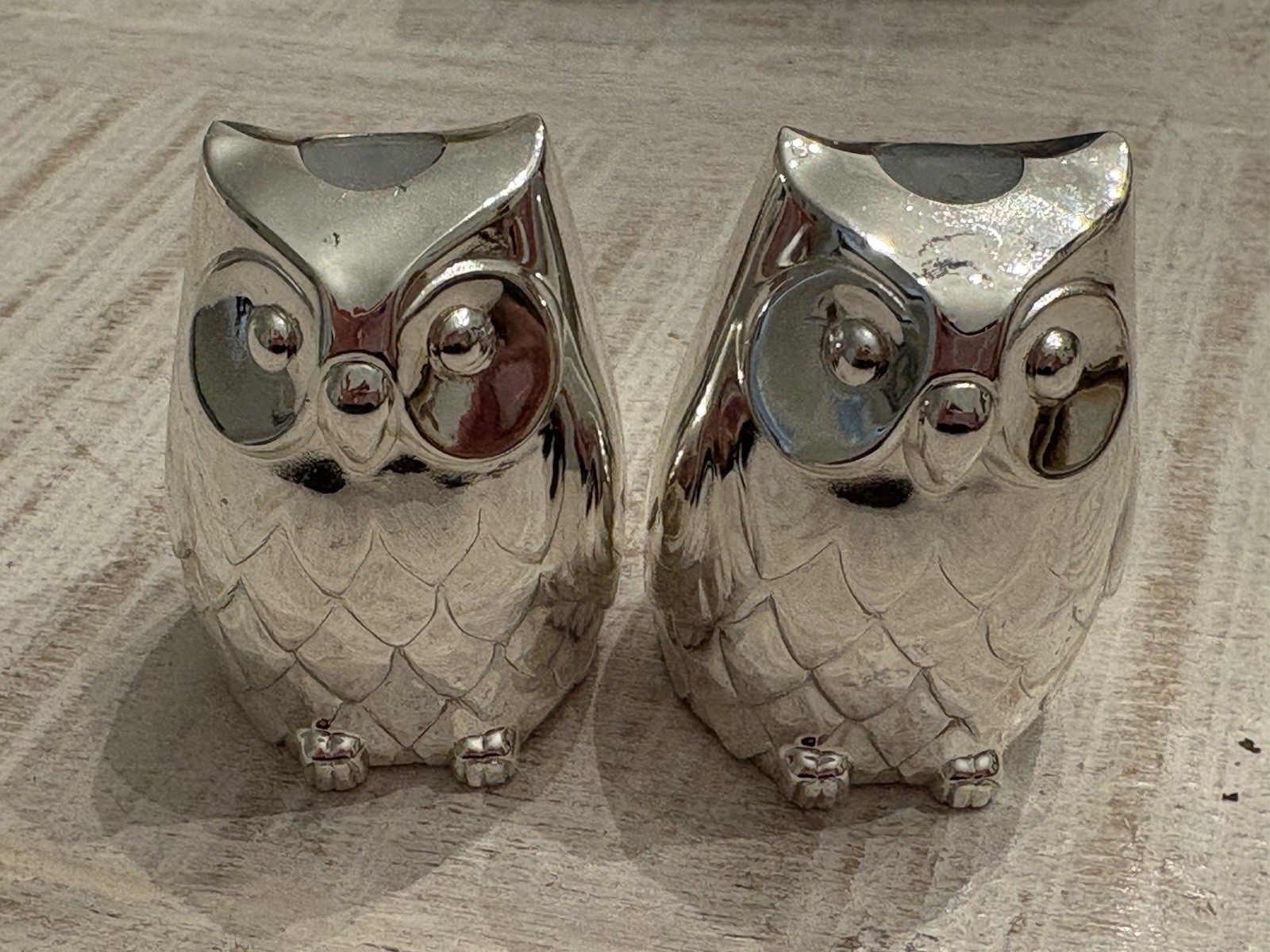 Vtg Wm A Rogers Oneida Silverplate Owl Salt & Pepper Shaker Set 11 19/0- NIB