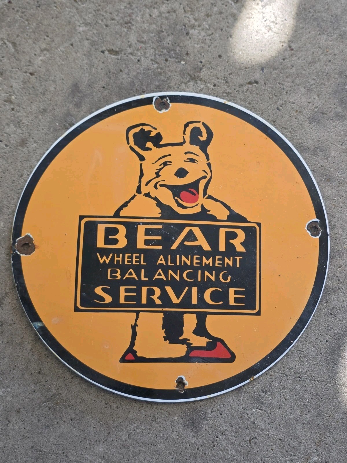 VINTAGE BEAR WHEEL ALIGNMENT AXLE AND FRAME SERVICE PORCELAIN SIGN 8