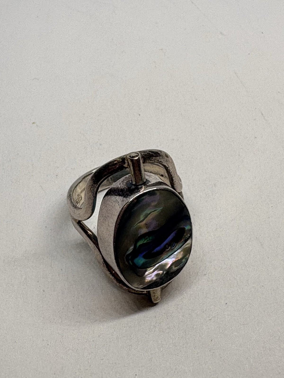 SIZE 7 8.5g 925 STERLING SILVER ROTATING RING TURQUOISE ABALONE SHELL UNIQUE