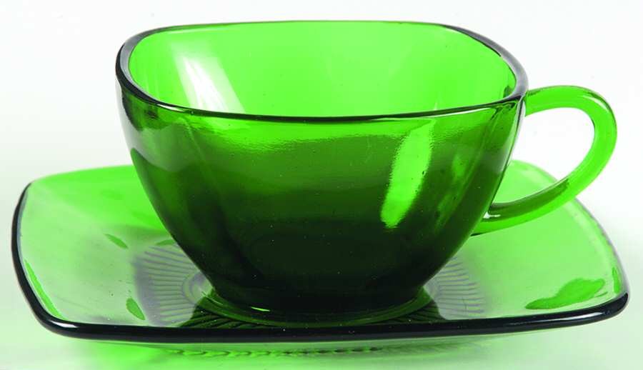 Anchor Hocking Charm Forest Green Cup & Saucer Set 5769