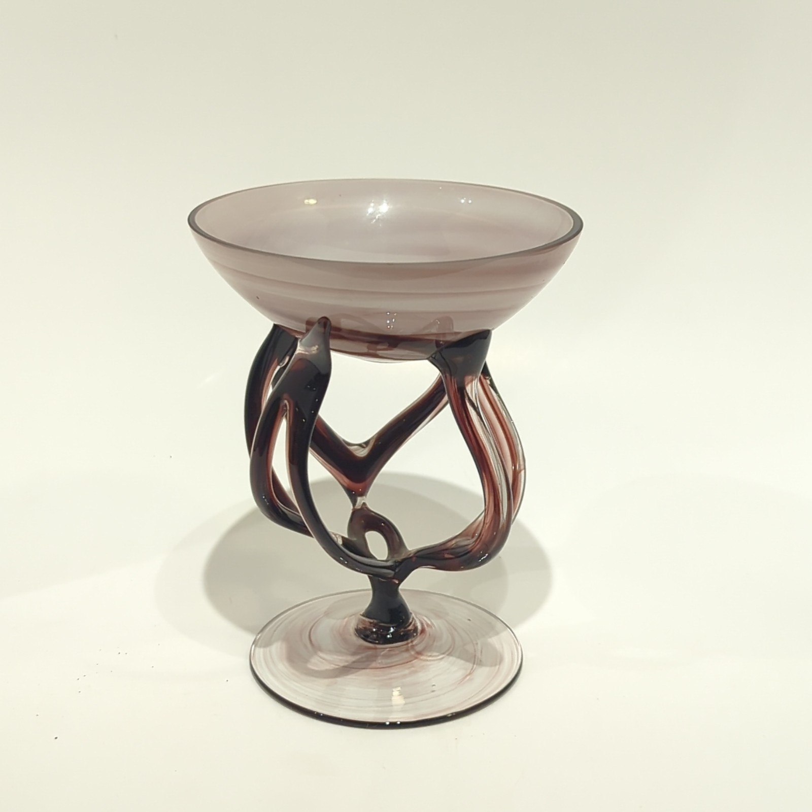 Vintage Jozefina Krosno, Poland Art Glass Glass Jellyfish, 7 leg Pedestal Bowl Vintage Jozefina Krosno, Poland Art Glass Glass Jellyfish, 7 leg Pedestal Bowl