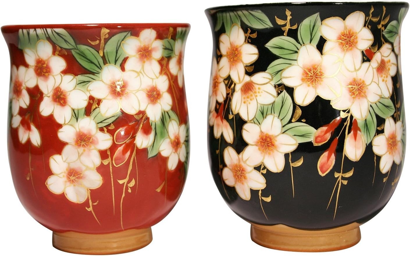 Kyoto-yaki, Kiyomizu-yaki teacup set with ceramic kettle, weeping cherry blossom