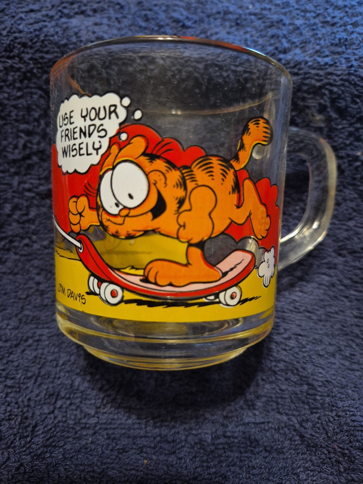 McDonald\'s 1978 Garfield Opie Skateboard Glass Coffee Cup Mug Jim Davis VTG Bn32