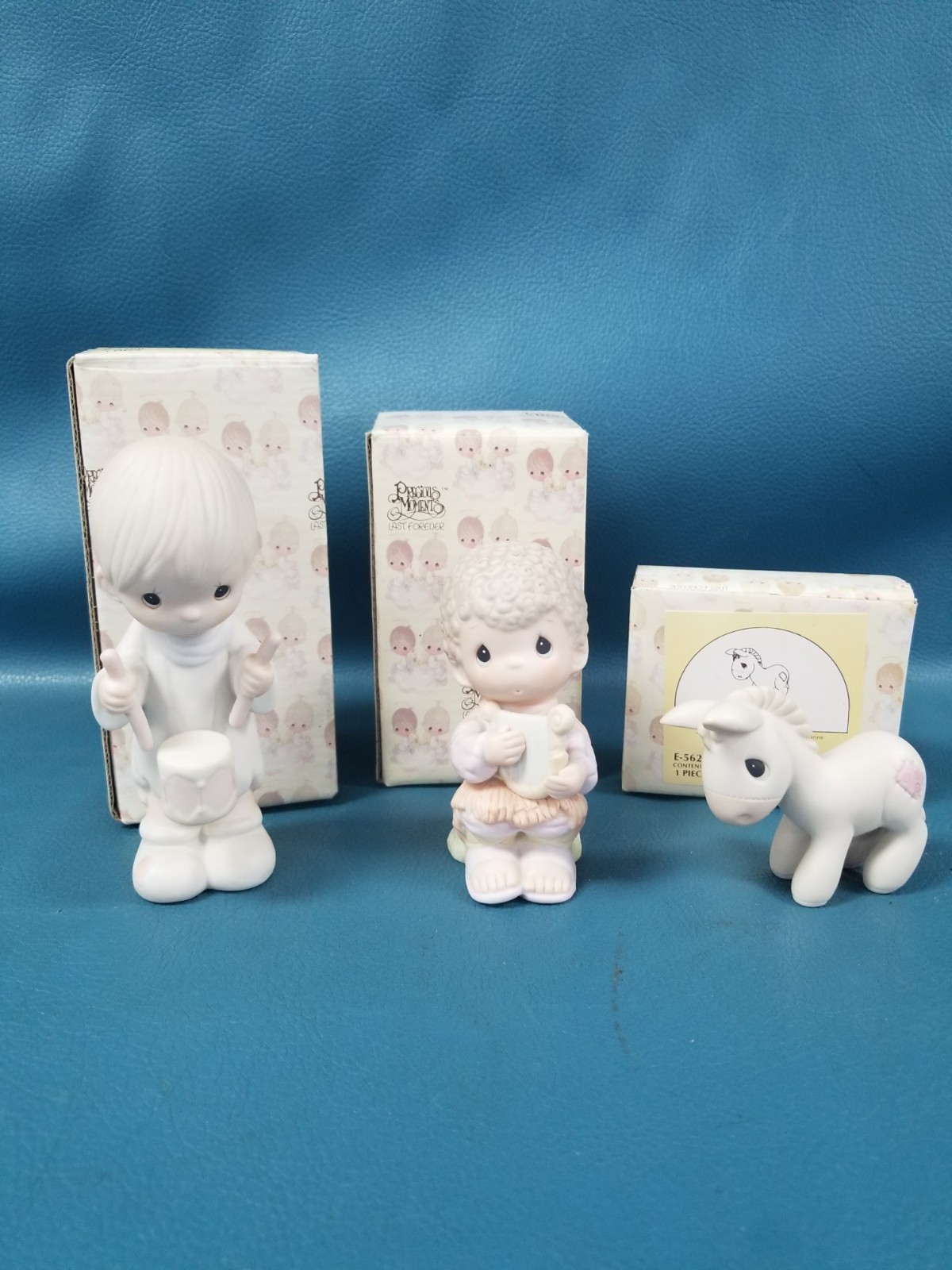 Enesco Precious Moments Lot Of 3-Joy To The World/I'll Play My Drum/Donkey