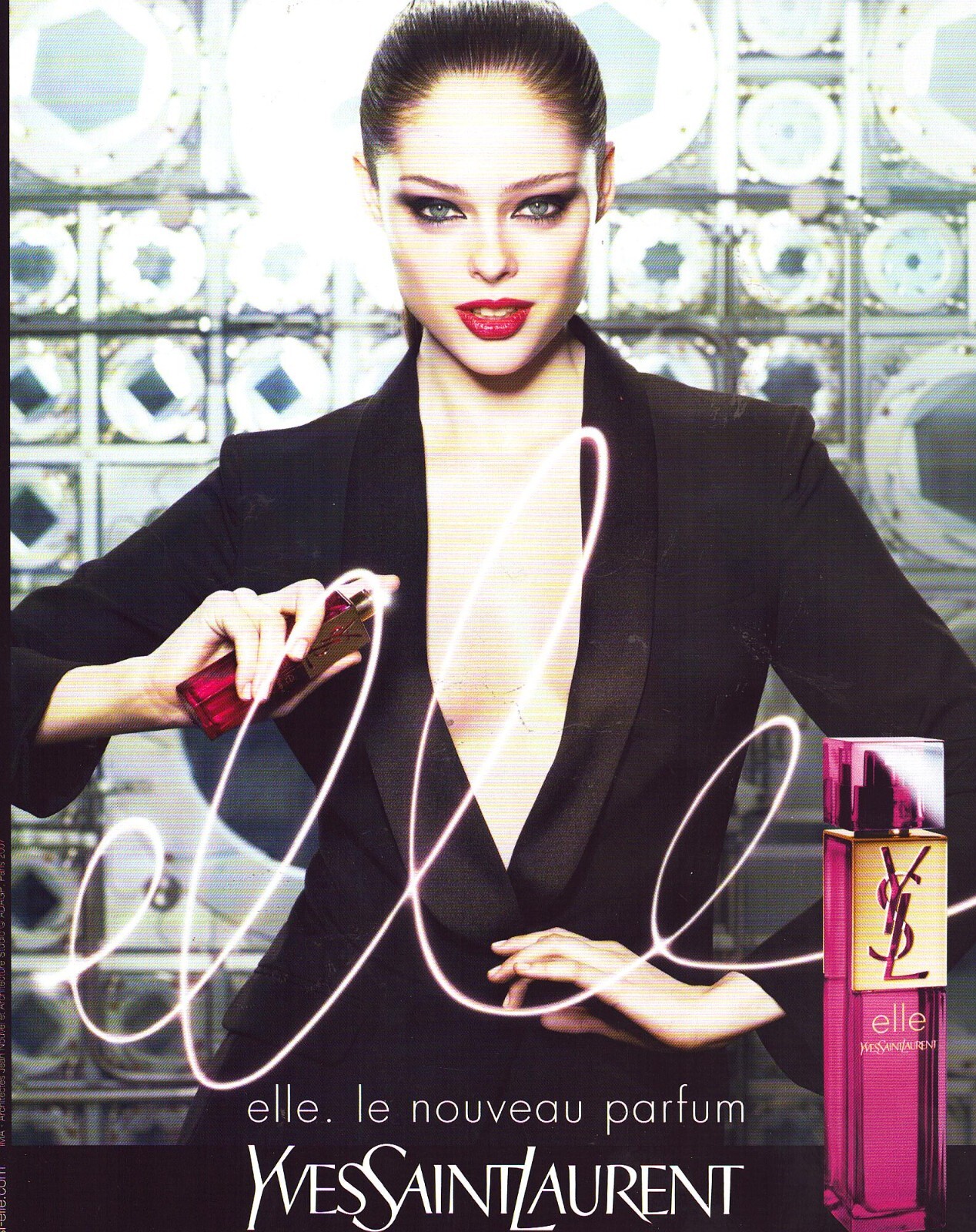 2008 Elle by Yves Saint Laurent Magazine Print Ad Sexy Female Model