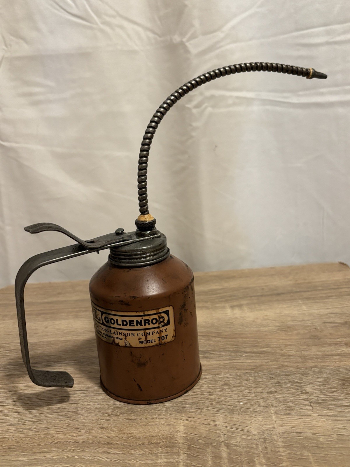 Vintage Dutton Lainson Co Golden Rod Oil Can Flexible Spout Thumb Pump #707 🇺🇸