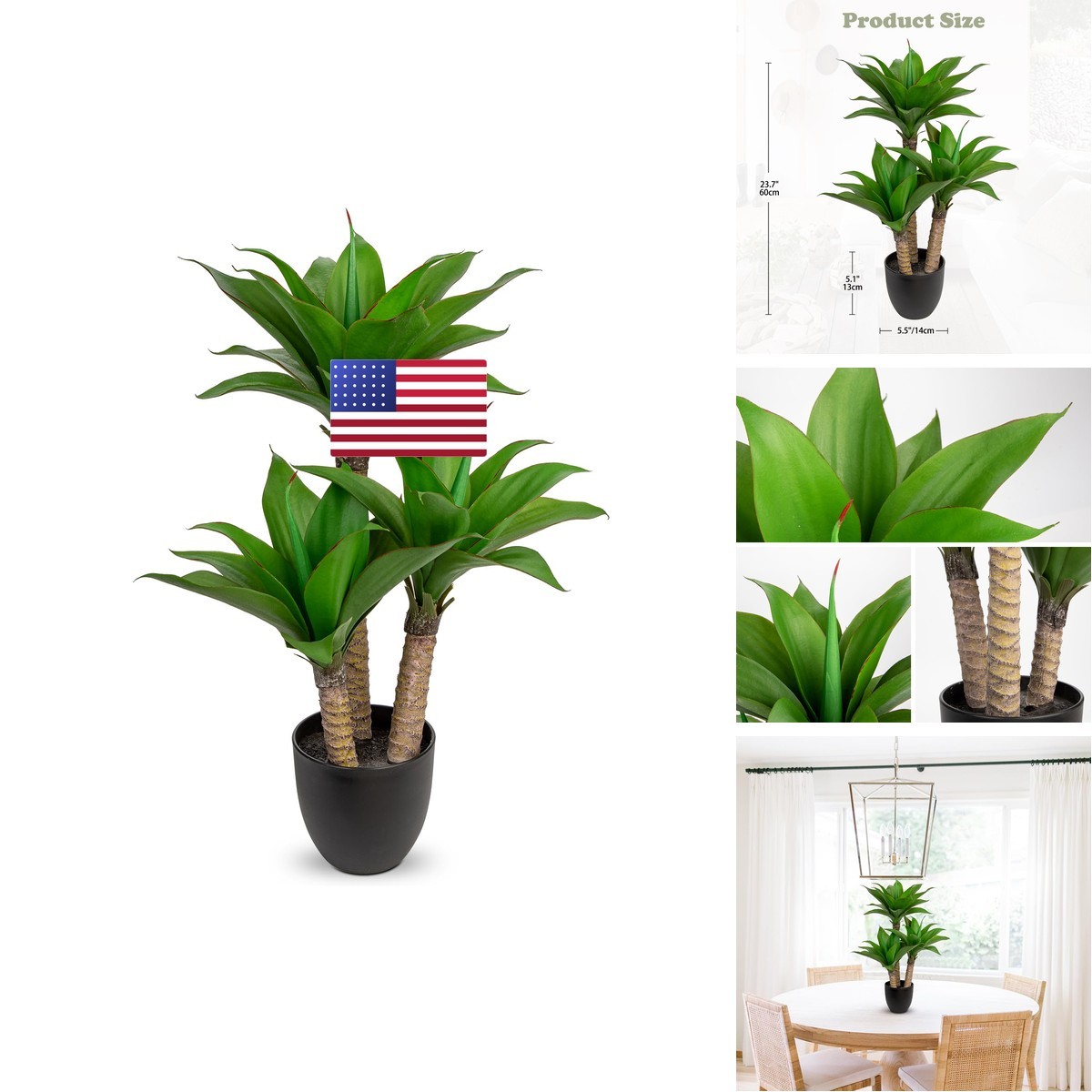 Briful 23.7\'\' Agave Plants Artificial Realistic Potted Faux Agave Plants 3 Briful 23.7\'\' Agave Plants Artificial Realistic Potted Faux Agave Plants 3