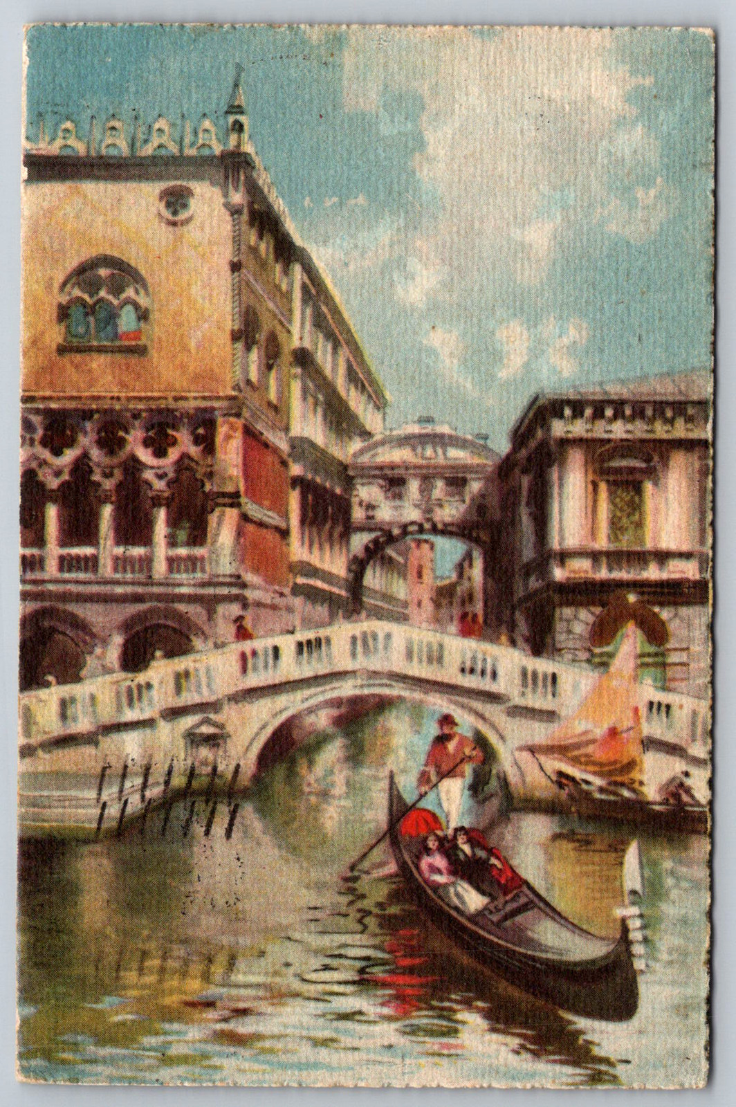 c1910s Venice Bridge of Sighs Gondola Made in Italy Postcard