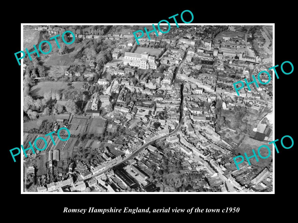 Romsey Hampshire England Aerial View Of Town c1950 1 Old Large Historic Photo