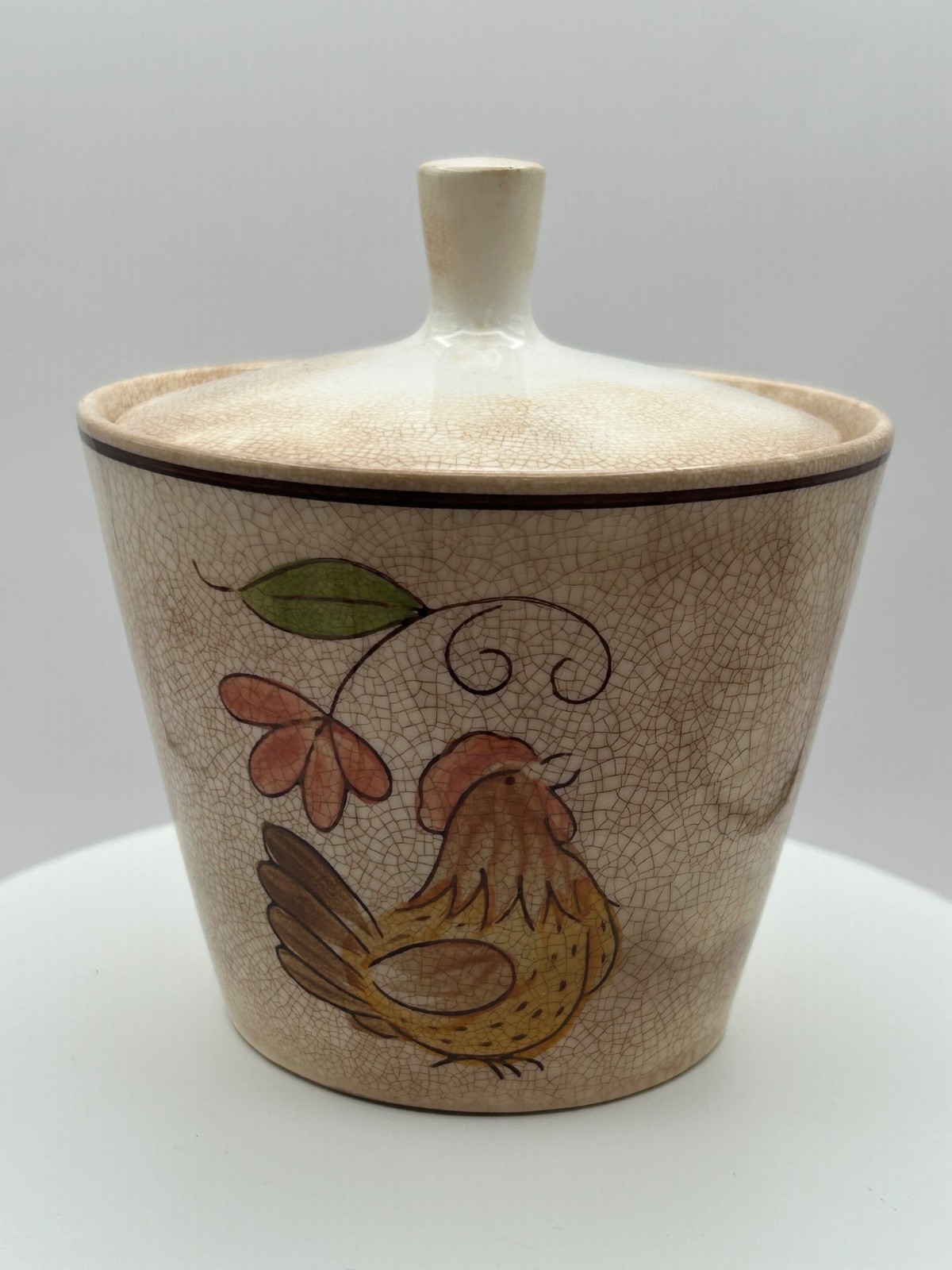 Vintage Mikasa Cera-Stone Early Morn Rooster Ceramic Sugar Bowl with Lid Japan