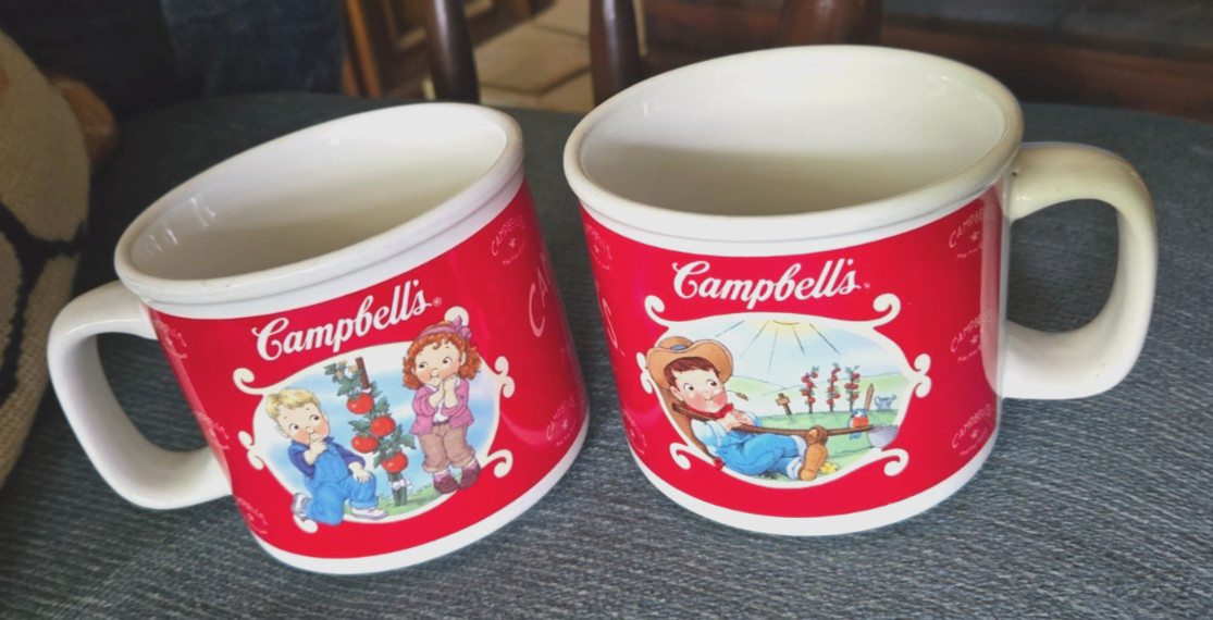 2002 CAMPBELL\'S Kids Soup Mugs ~ Set of 2 ~ Houston Harvest 14 oz Cups Tomatoes