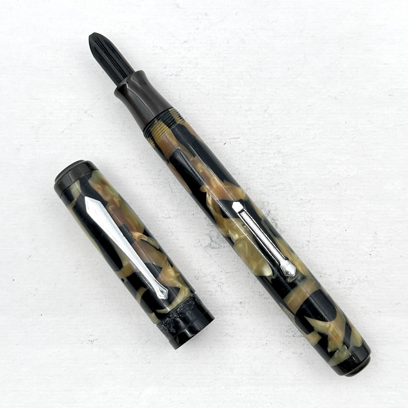 VTG Waterman Patrician Lever Fountain Pen Nacre Black Pearl (No Nib) AS IS