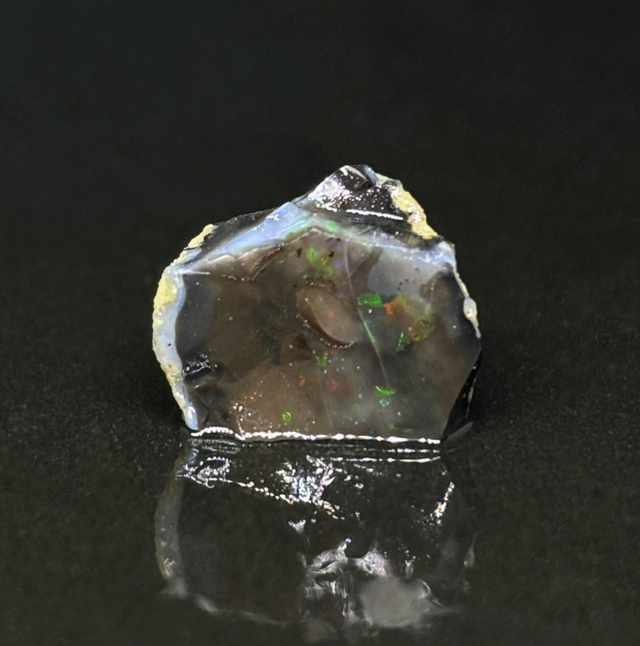 Fire Speckled Black Nevada Single Raw Opal Stone
